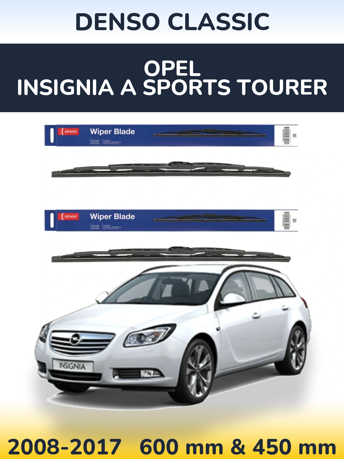 Комплект передних дворников Denso Classic 600 & 450 мм для Opel Insignia A Sports Tourer 2008-2017
