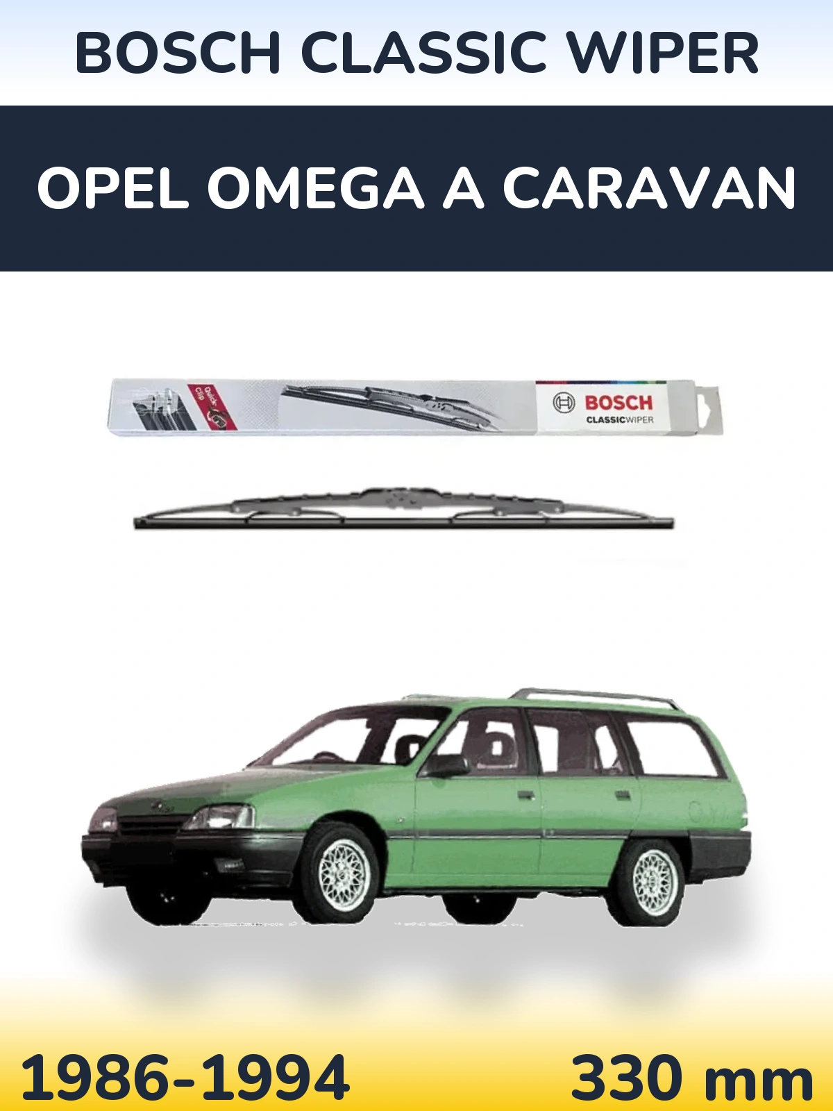 Rear wiper blade BOSCH Classic Wiper 340 mm for Opel Omega A Caravan 1986-1994