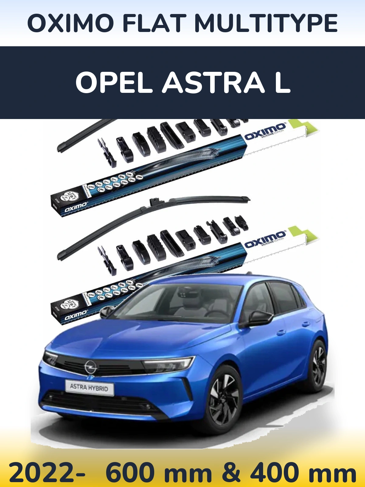 Комплект передних дворников Oximo Flat MultiТипe 600 & 400 мм для Opel Astra L 2022-2026
