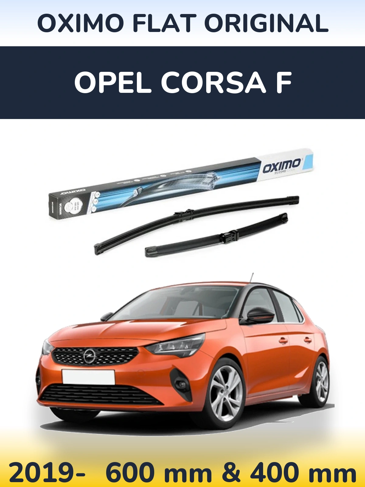 Комплект передних дворников Oximo Flat Original 600 & 400 мм для Opel Corsa F 2019-2026