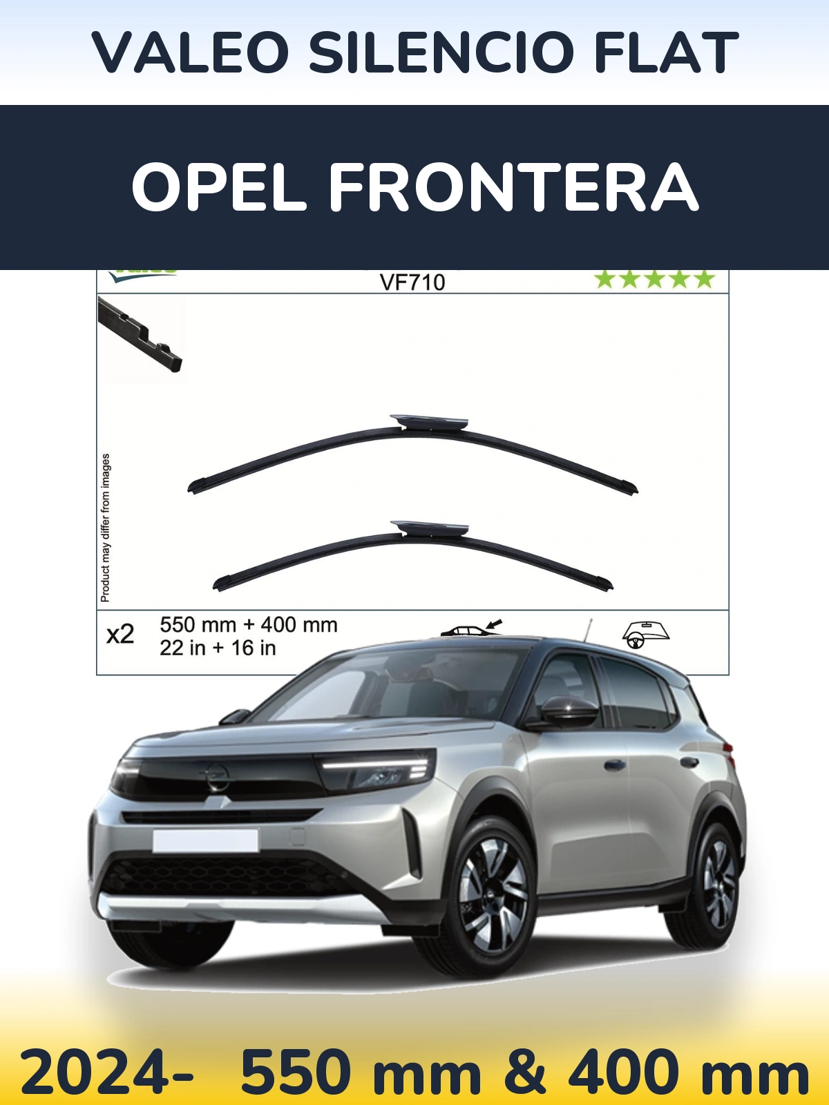 Front wiper blade set Valeo Silencio Flat 550 & 400 mm for Opel Frontera 2024-2026