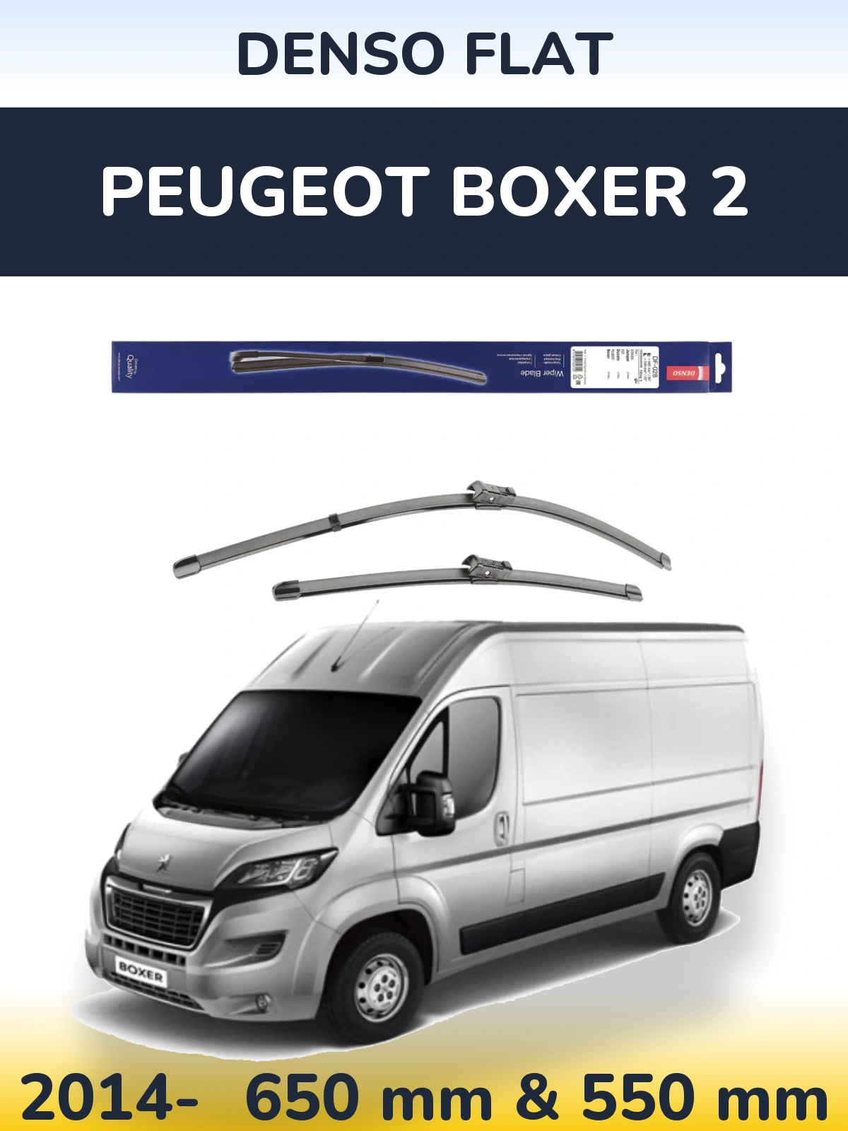 Front wiper blade set Denso Flat 650 & 550 mm for Peugeot Boxer 2 2014-2026