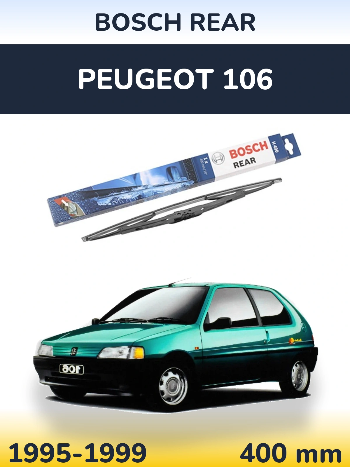 Rear wiper blade BOSCH Rear 400 mm for Peugeot 106 1995-1999
