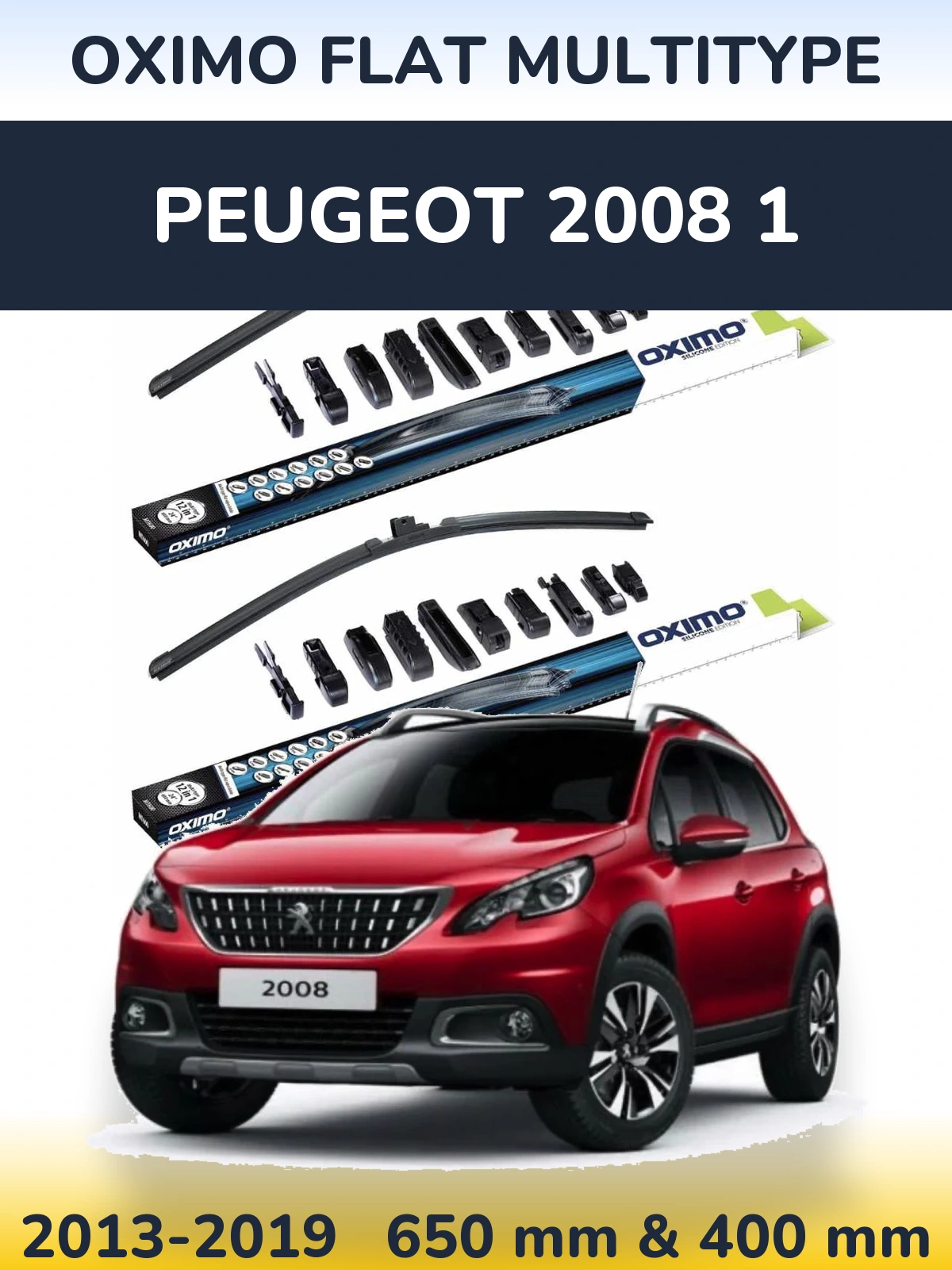 Комплект передніх щіток Oximo Flat MultiТипe 650 & 400 мм для Peugeot 2008 1 2013-2019