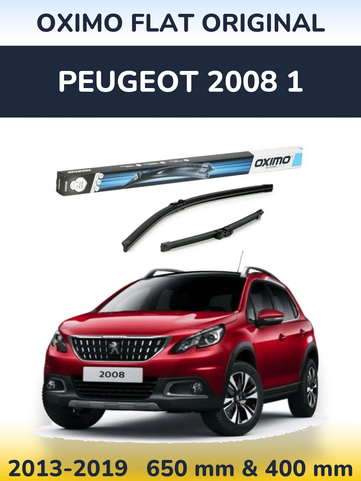 Front wiper blade set Oximo Flat Original 650 & 375 mm for Peugeot 2008 1 2013-2019