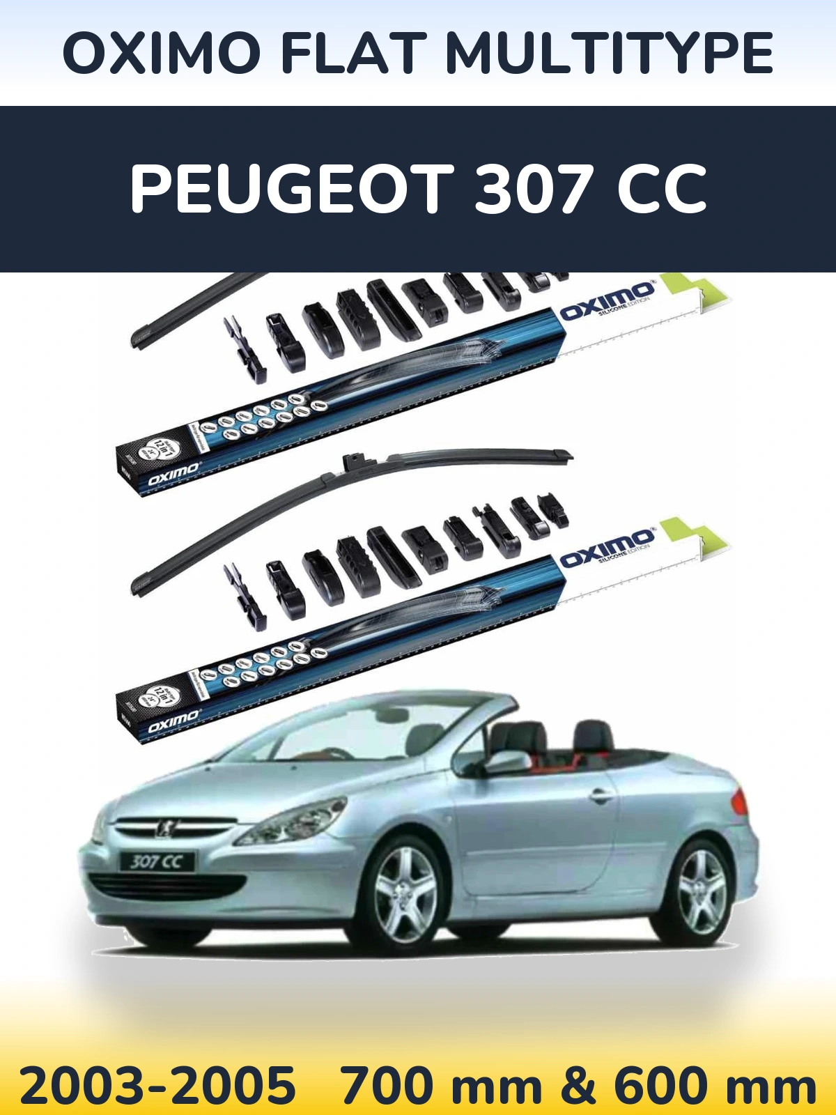 Комплект передних дворников Oximo Flat MultiТипe 700 & 600 мм для Peugeot 307 CC 2003-2005