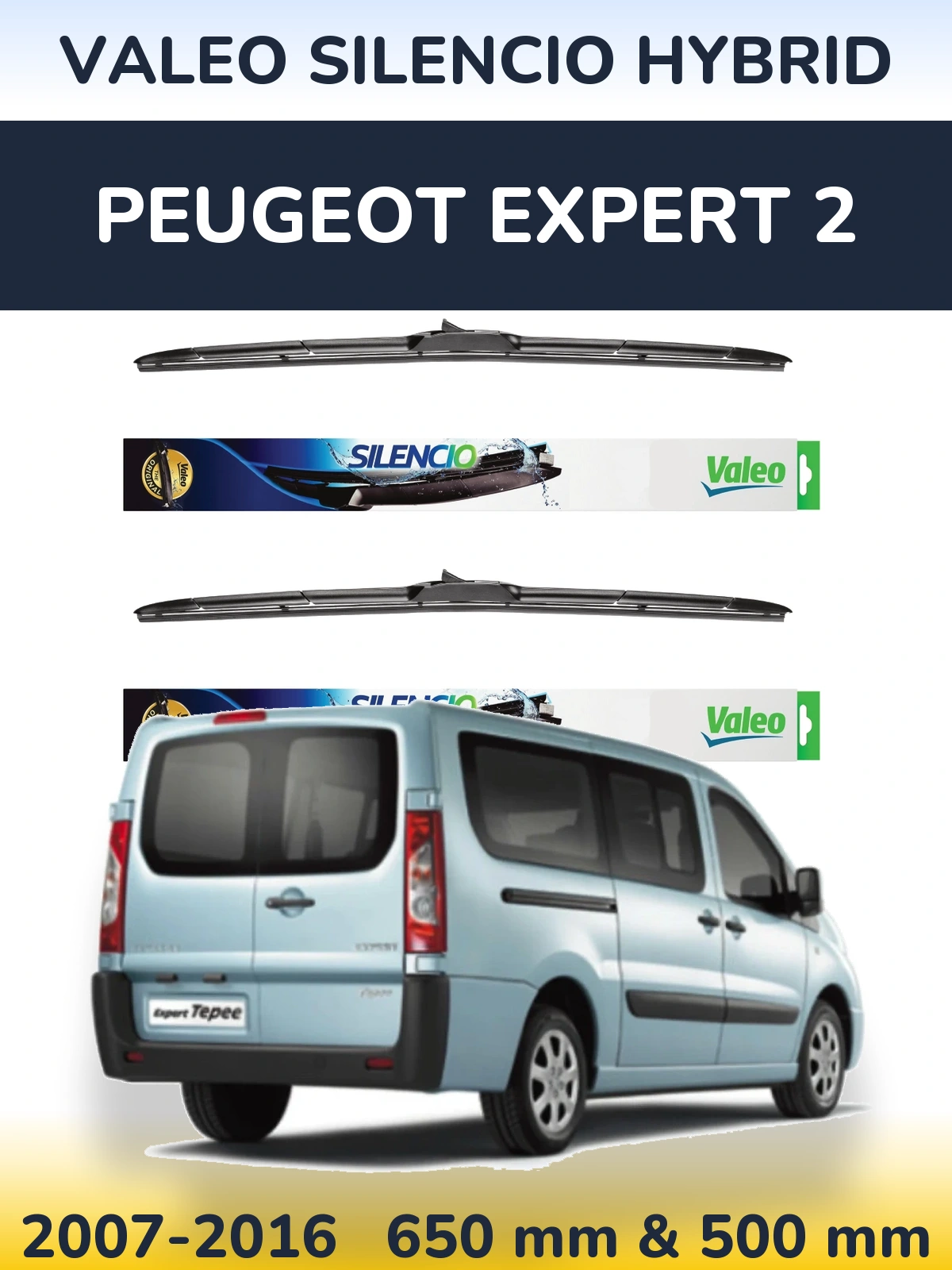 Комплект передніх щіток Valeo Silencio Hybrid 650 & 500 мм для Peugeot Expert 2 2007-2016