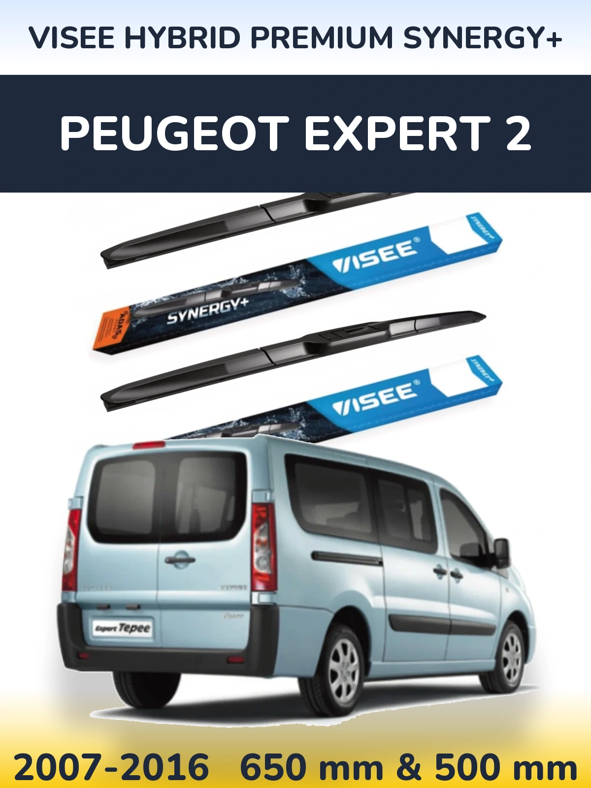 Комплект передних дворников VISEE HYBRID PREMIUM SYNERGY+ 650 & 500 мм для Peugeot Expert 2 2007-2016