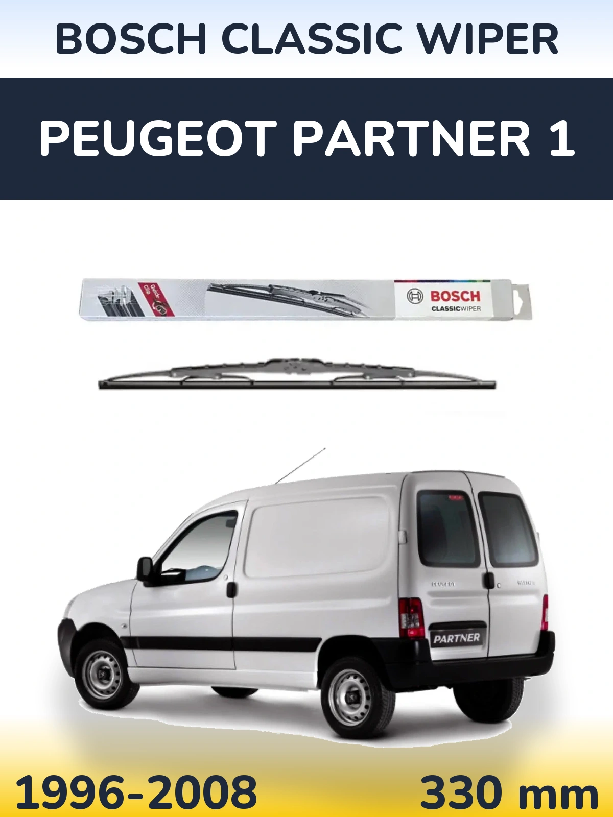 Rear wiper blade BOSCH Classic Wiper 340 mm for Peugeot Partner 1 1996-2008