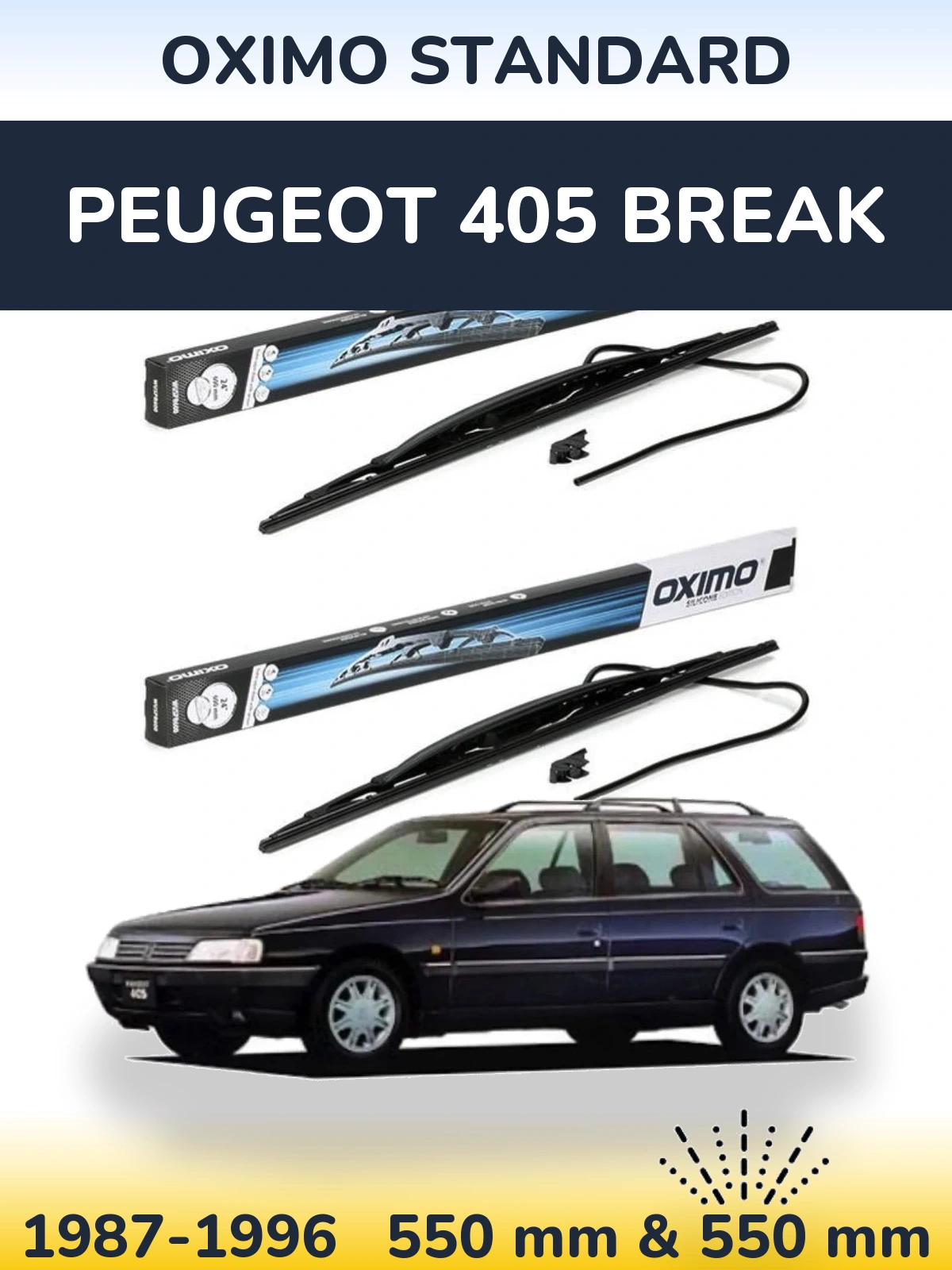 Комплект передних дворников Oximo Standard 550 & 550 мм для Peugeot 405 Break 1987-1996