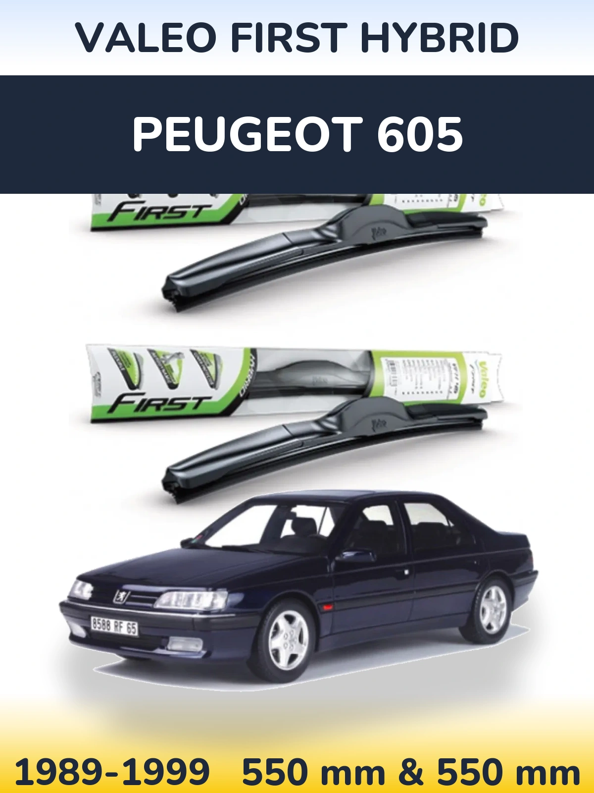 Комплект передних дворников Valeo First Hybrid 550 & 550 мм для Peugeot 605 1989-1999