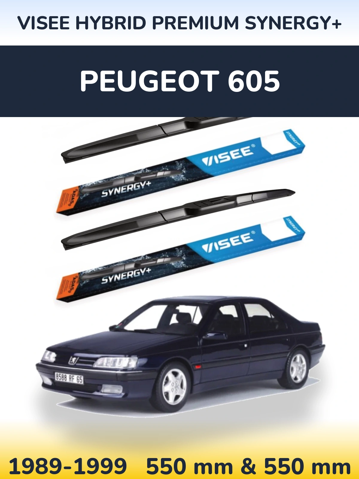 Комплект передніх щіток VISEE HYBRID PREMIUM SYNERGY+ 550 & 550 мм для Peugeot 605 1989-1999