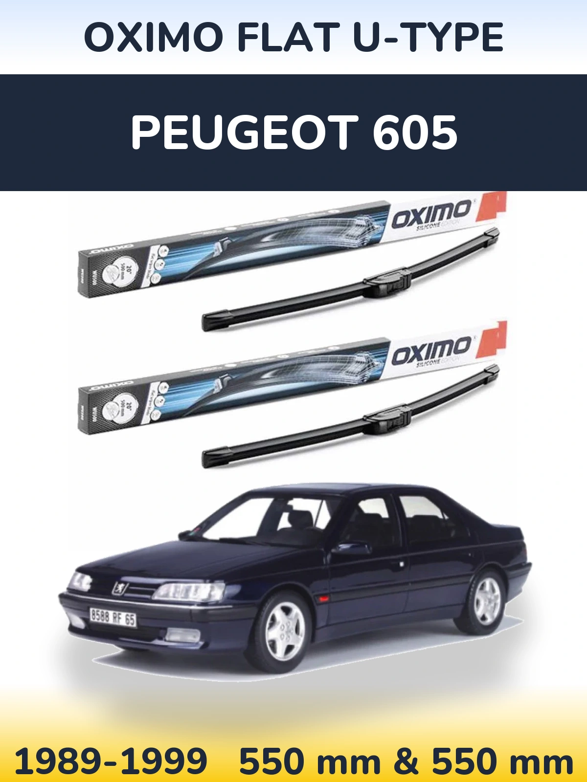 Комплект передніх щіток Oximo Flat U-type 550 & 550 мм для Peugeot 605 1989-1999