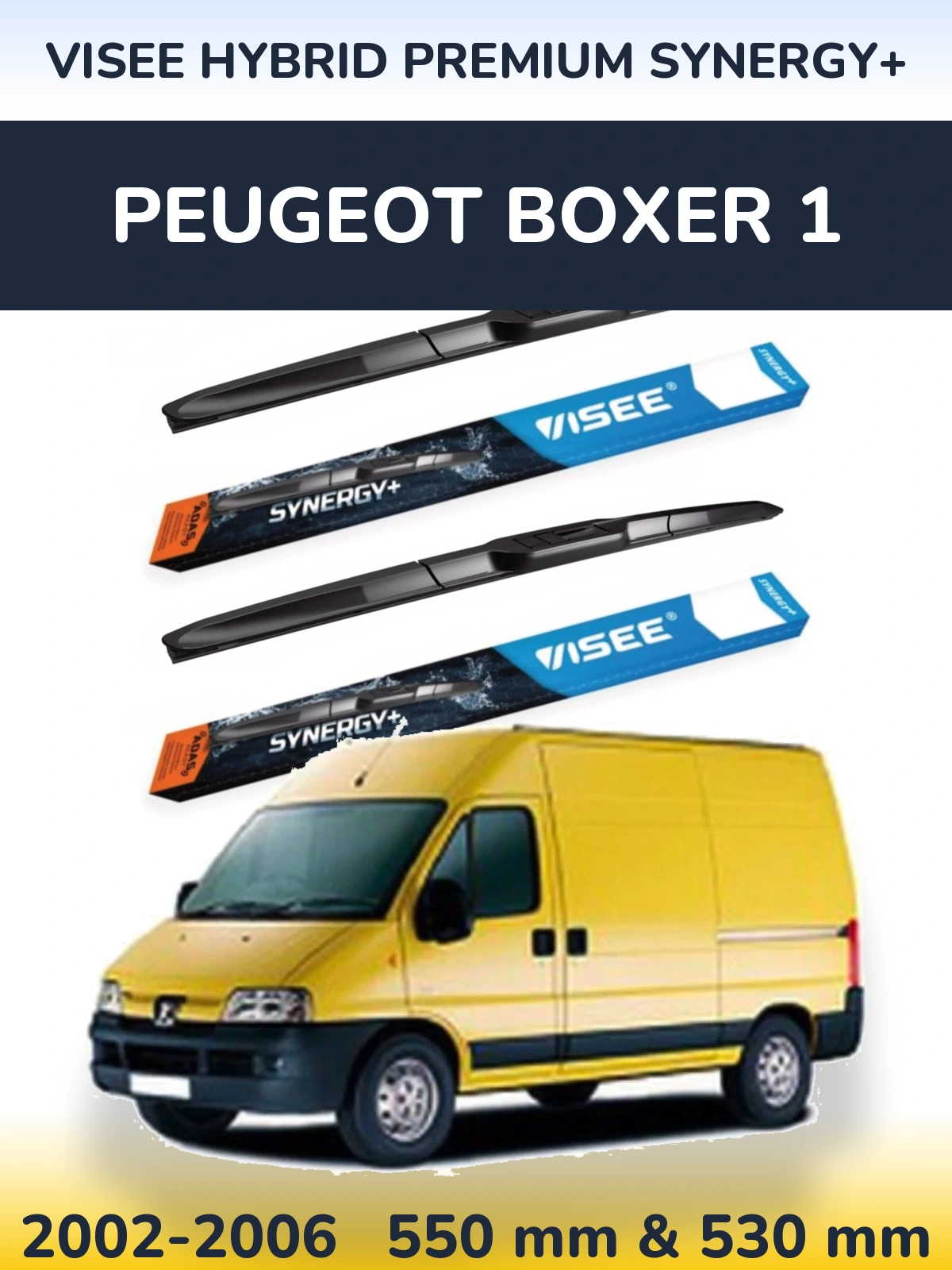 Комплект передних дворников VISEE HYBRID PREMIUM SYNERGY+ 550 & 530 мм для Peugeot Boxer 1 2002-2006