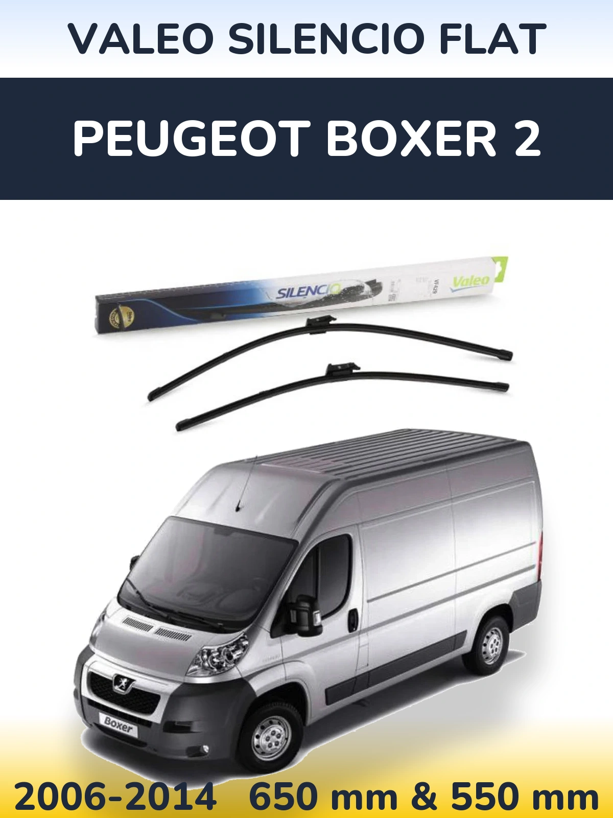 Front wiper blade set Valeo Silencio Flat 650 & 550 mm for Peugeot Boxer 2 2006-2014