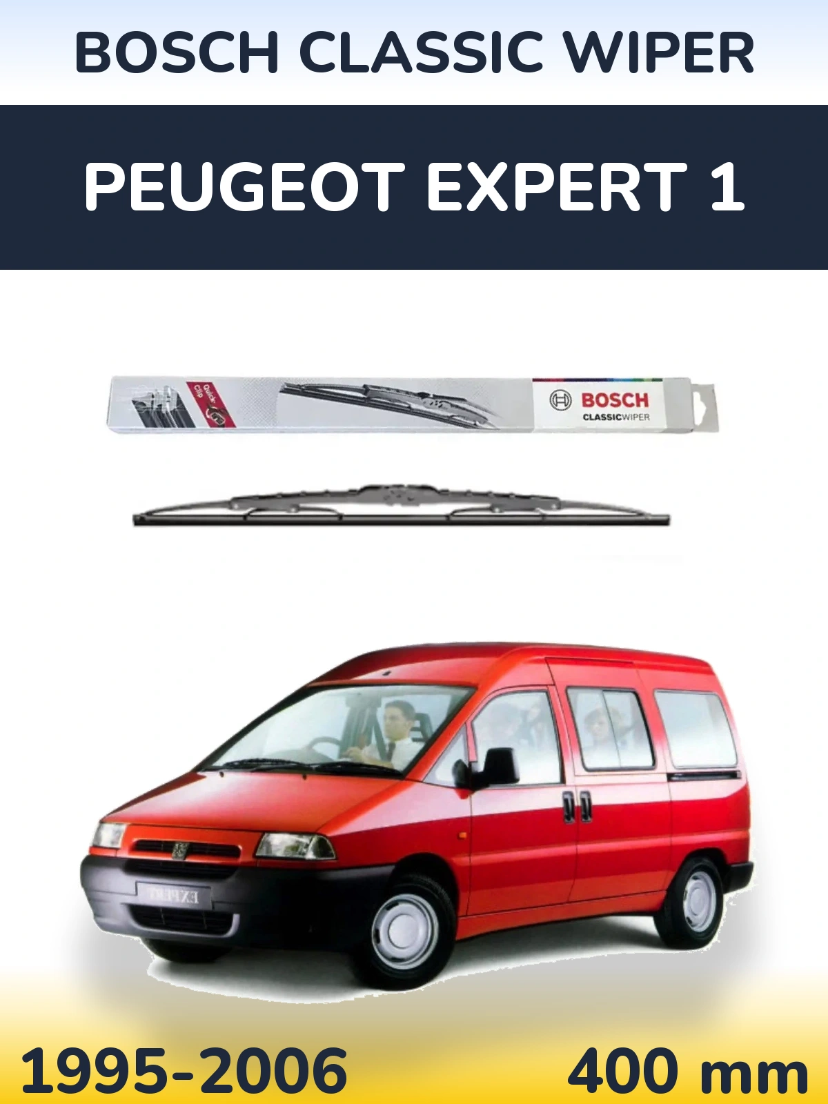 Rear wiper blade BOSCH Classic Wiper 400 mm for Peugeot Expert 1 1995-2006