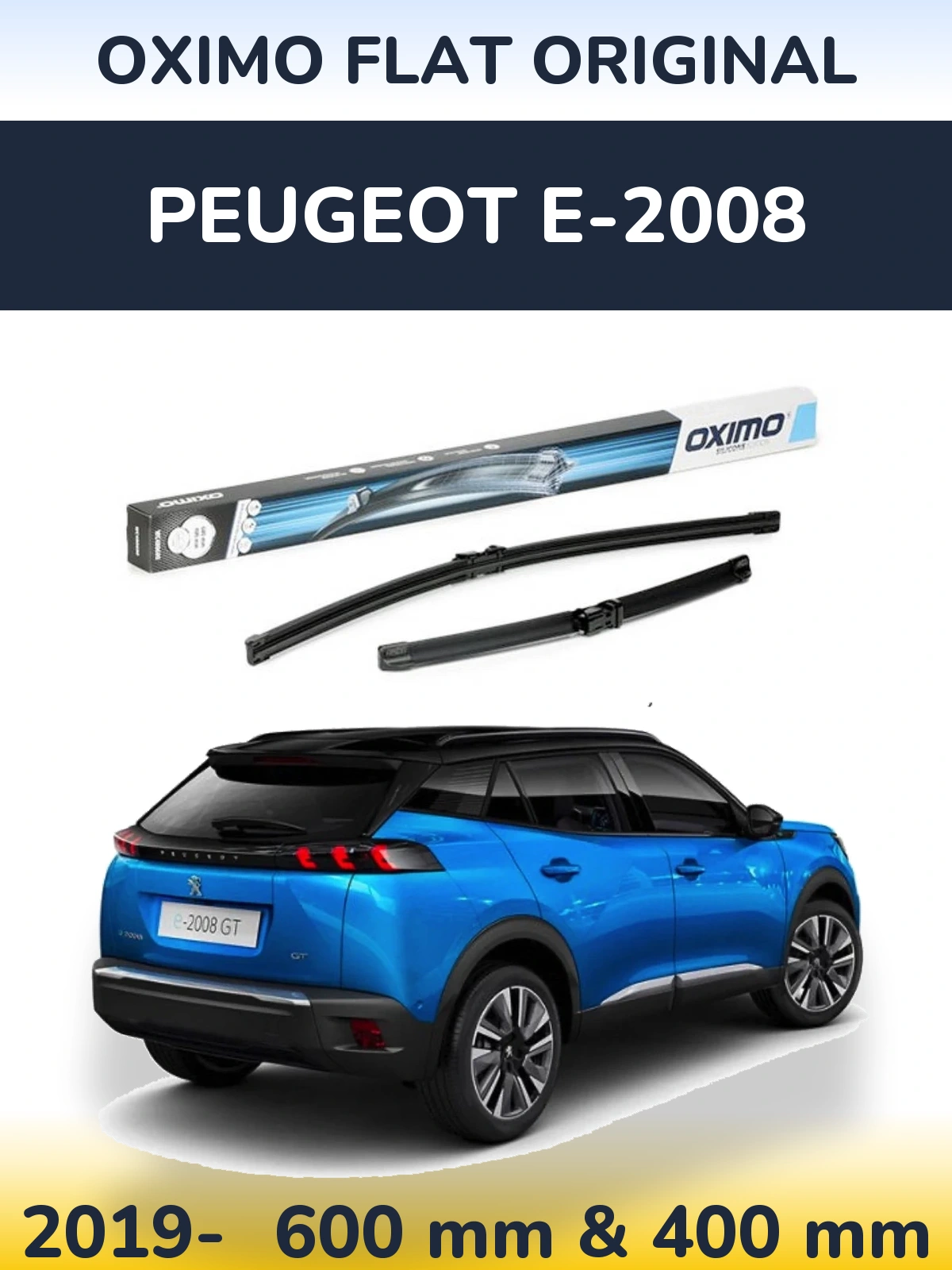 Комплект передніх щіток Oximo Flat Original 600 & 400 мм для Peugeot e-2008 2019-2026