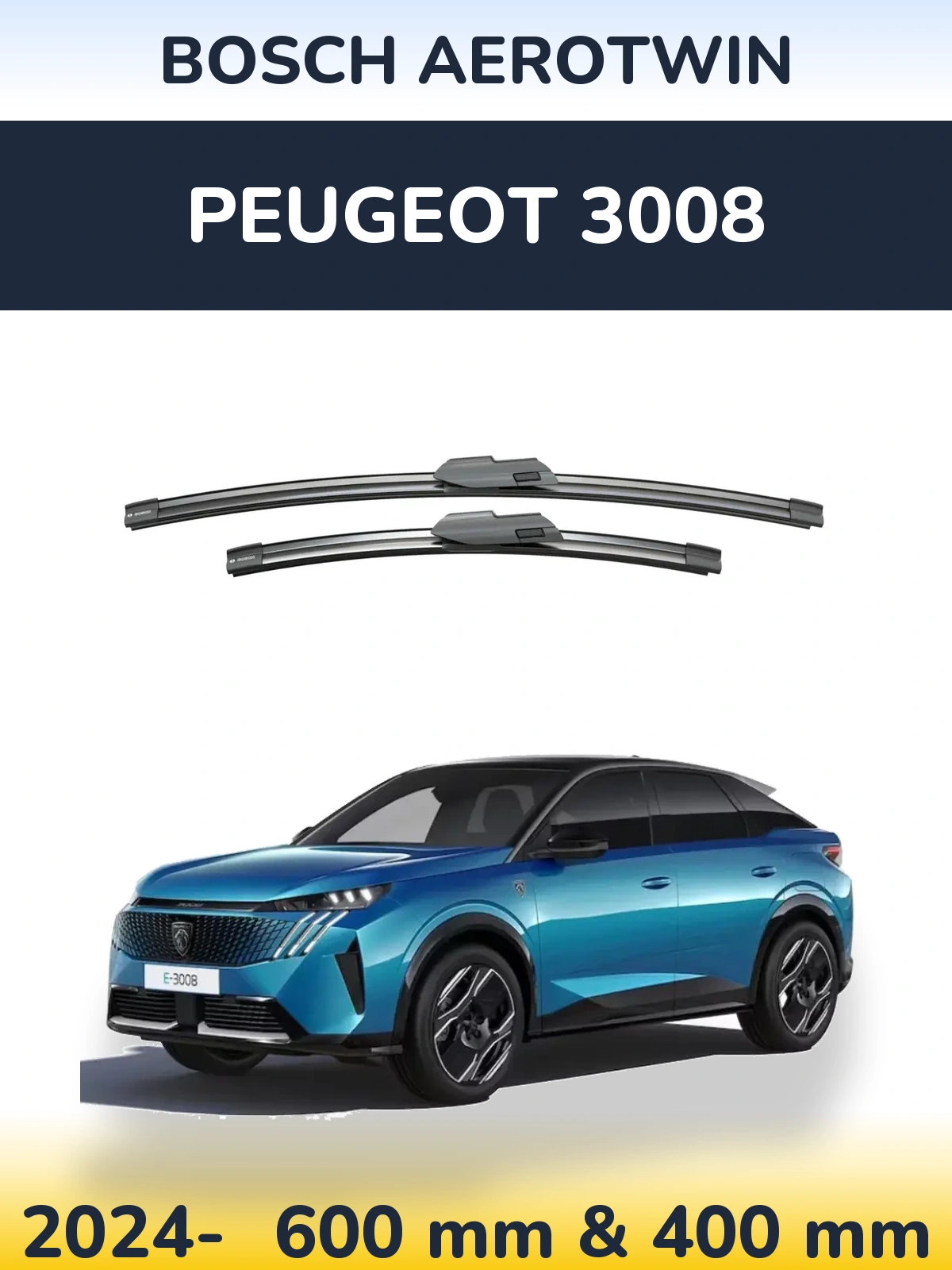 Комплект передніх щіток BOSCH AeroTwin 600 & 400 мм для Peugeot 3008 2024-2026