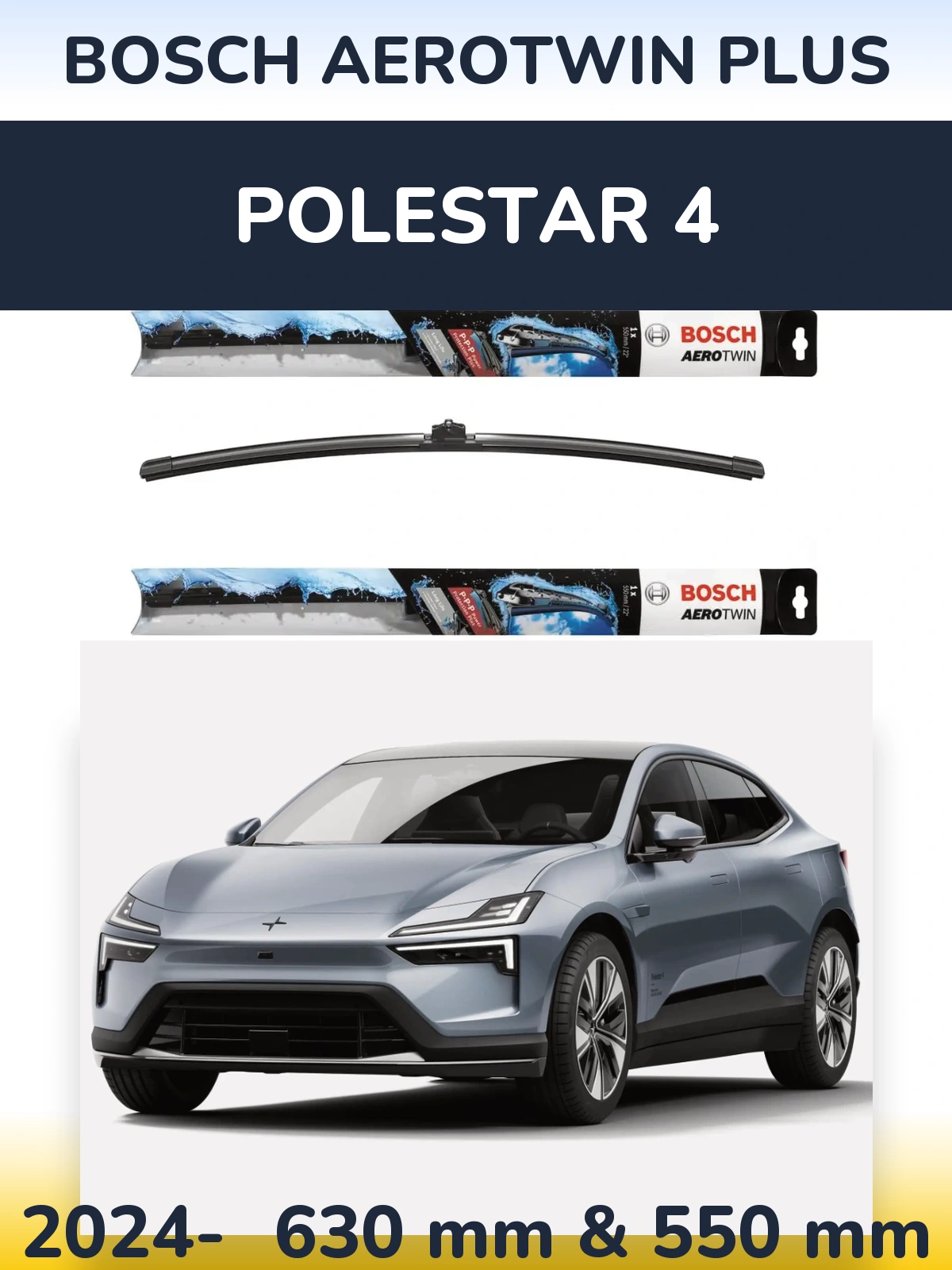 Front wiper blade set BOSCH AeroTwin Plus 600 & 550 mm for Polestar 4 2024-2026