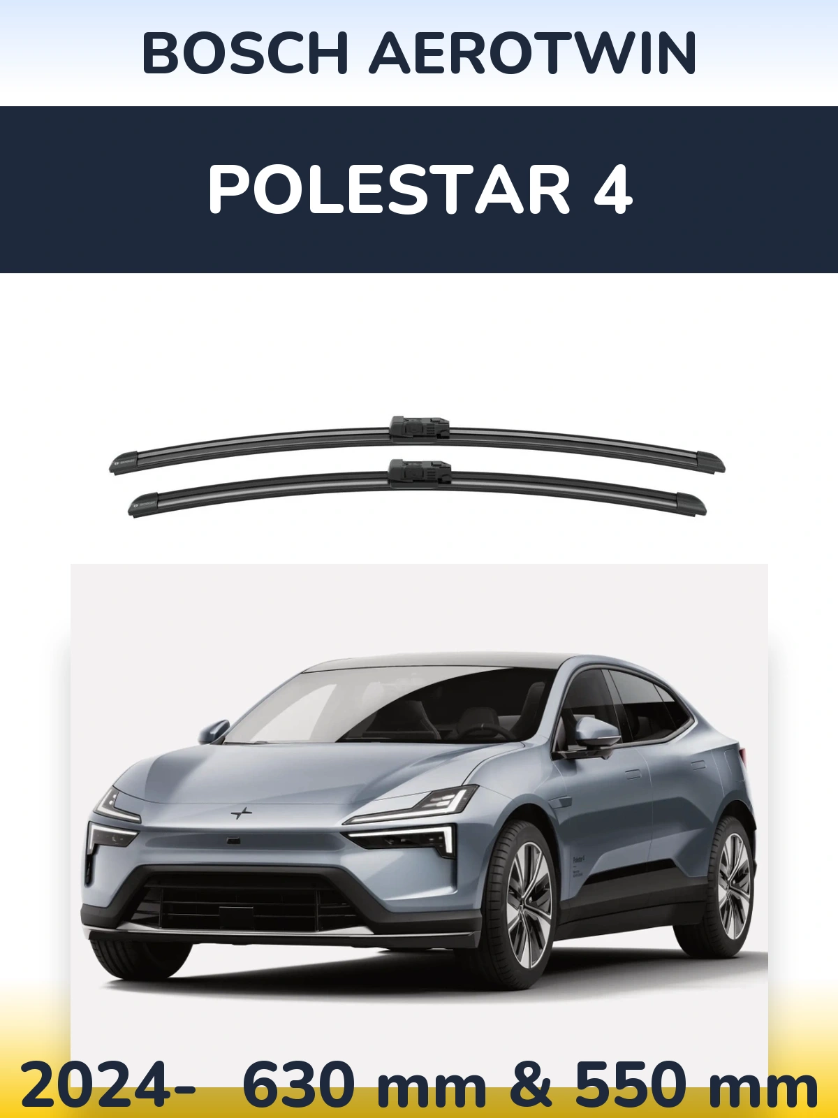 Front wiper blade set BOSCH AeroTwin 625 & 550 mm for Polestar 4 2024-2026
