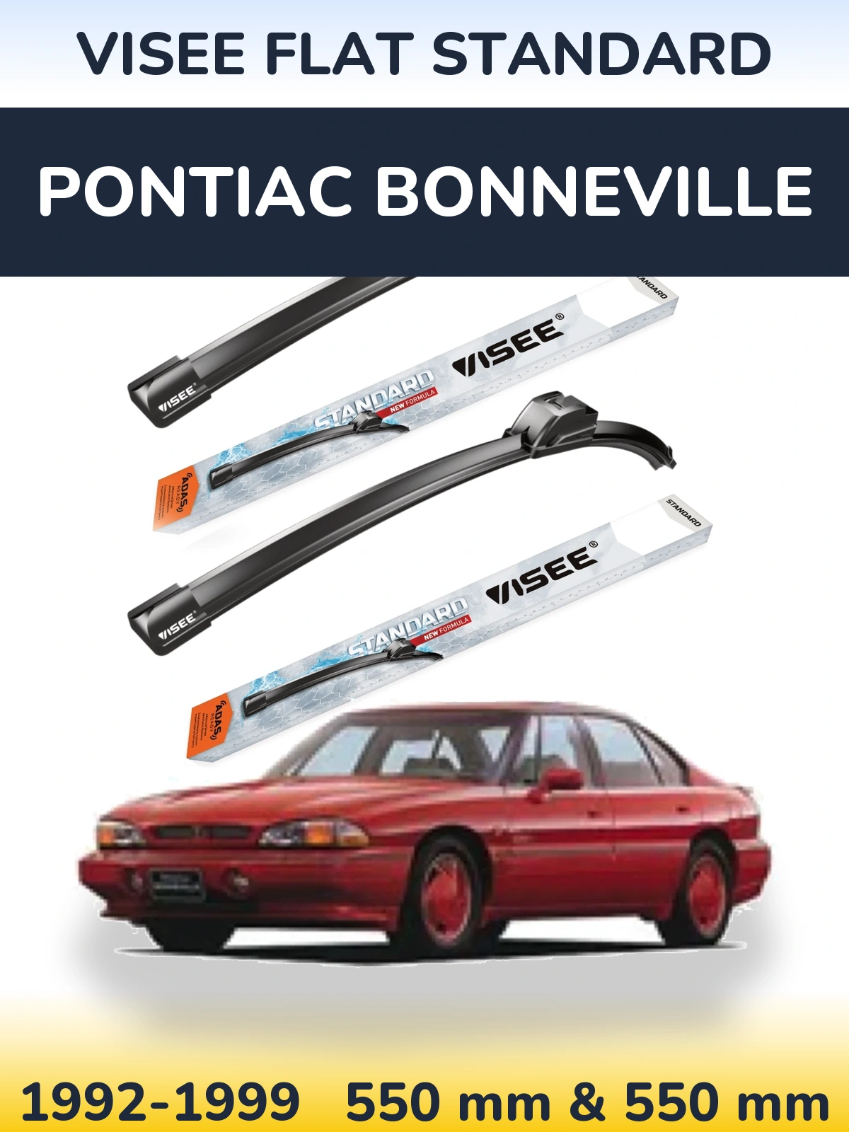 Комплект передніх щіток VISEE FLAT STANDARD 550 & 550 мм для Pontiac Bonneville 1992-1999