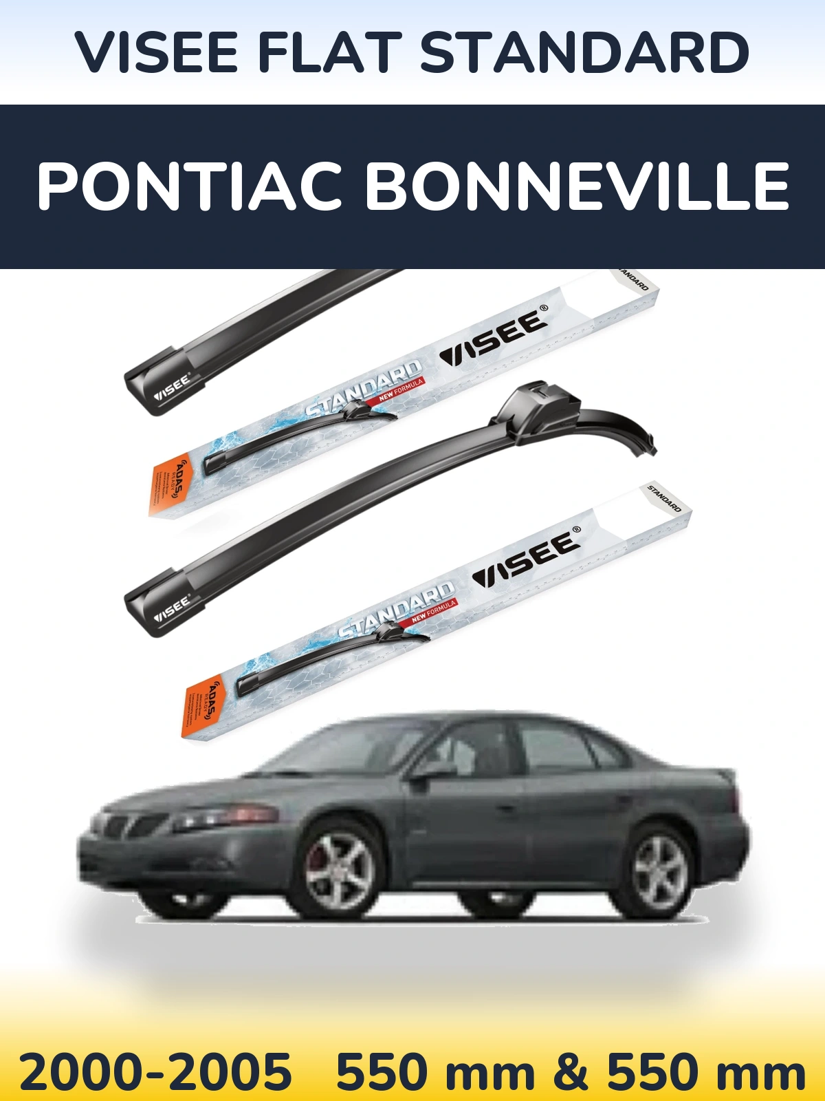 Комплект передних дворников VISEE FLAT STANDARD 550 & 550 мм для Pontiac Bonneville 2000-2005