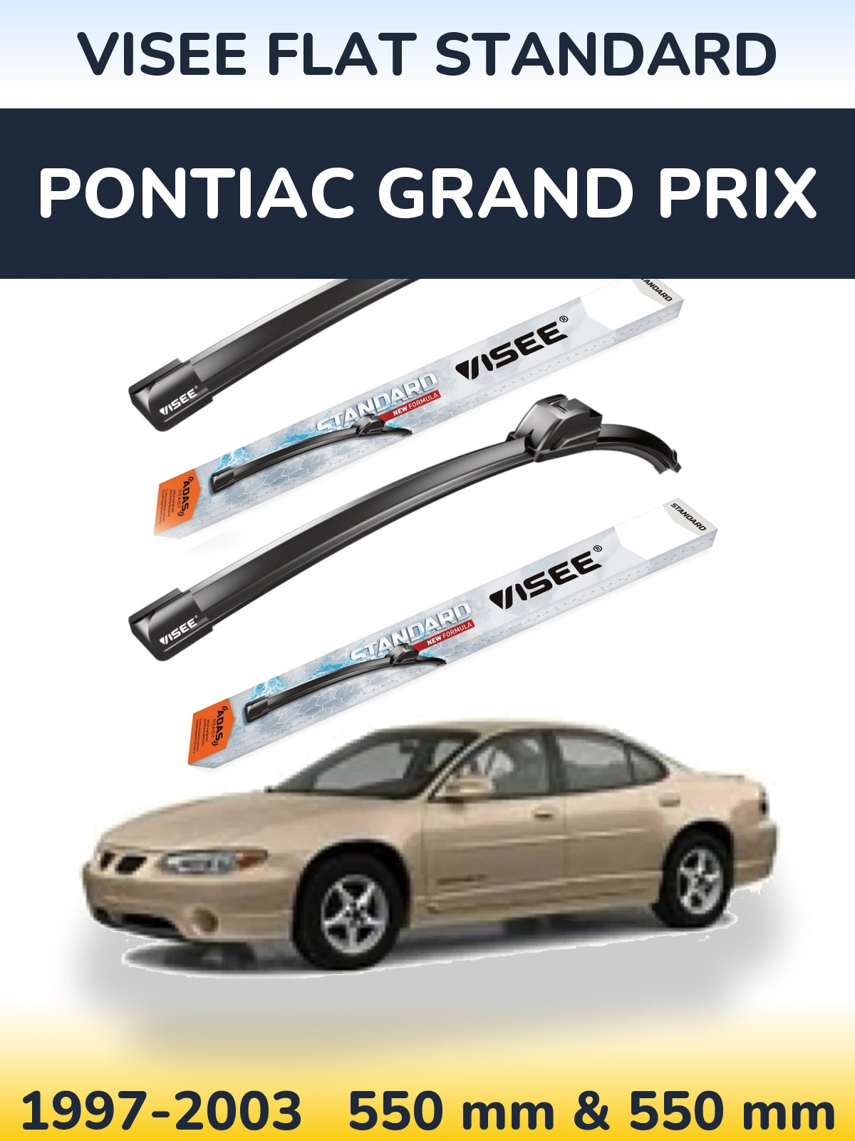 Комплект передних дворников VISEE FLAT STANDARD 550 & 550 мм для Pontiac Grand Prix 1997-2003