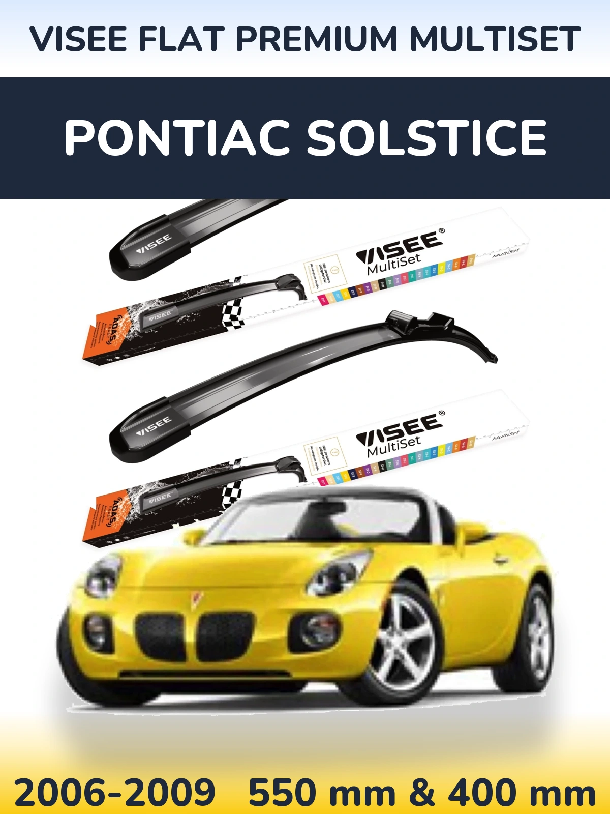 Комплект передніх щіток VISEE FLAT PREMIUM MultiSet 550 & 400 мм для Pontiac Solstice 2006-2009