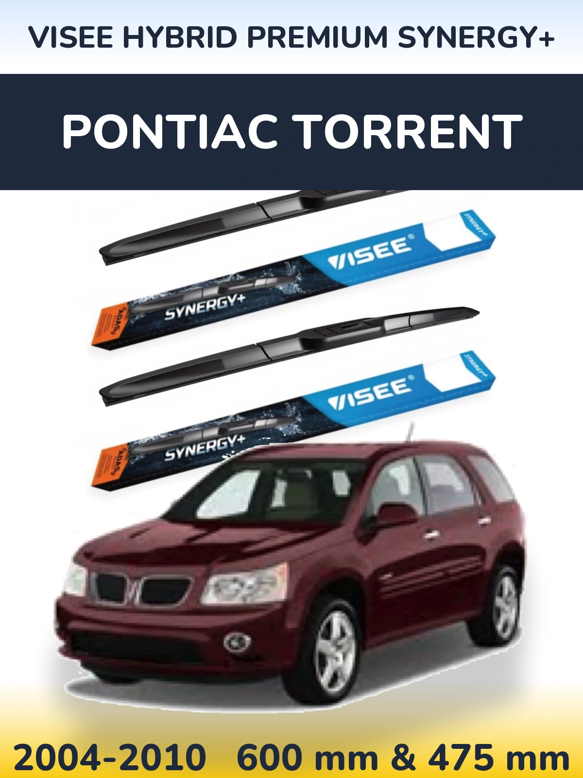 Комплект передних дворников VISEE HYBRID PREMIUM SYNERGY+ 600 & 475 мм для Pontiac Torrent 2004-2010