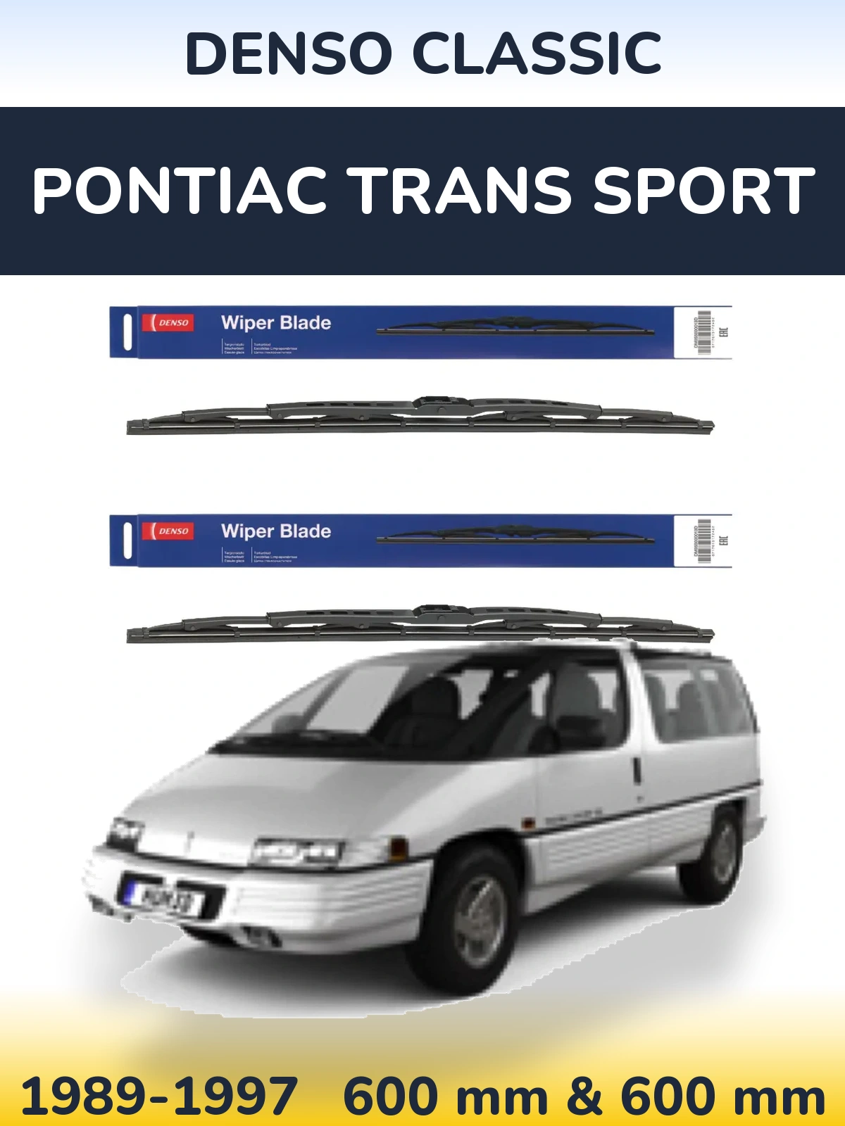 Front wiper blade set Denso Classic 600 & 600 mm for Pontiac Trans Sport 1989-1997