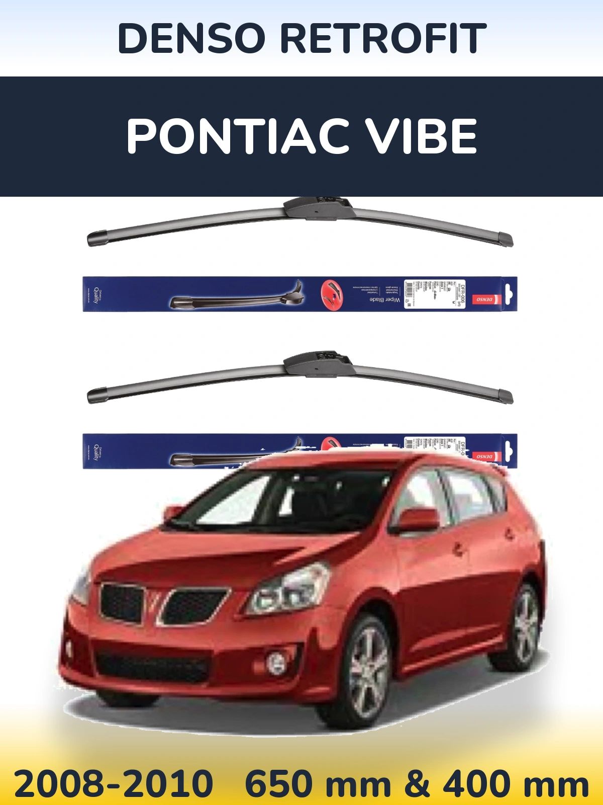 Комплект передних дворников Denso Retrofit 650 & 400 мм для Pontiac Vibe 2008-2010