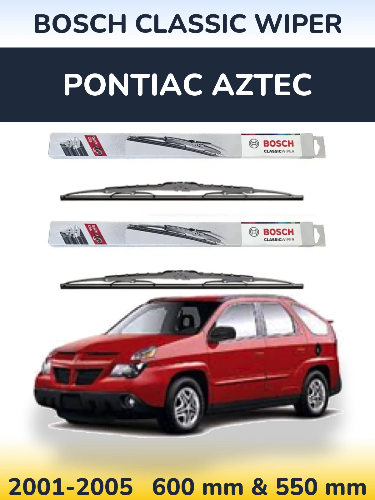 Комплект передніх щіток BOSCH Classic Wiper 600 & 550 мм для Pontiac Aztec 2001-2005