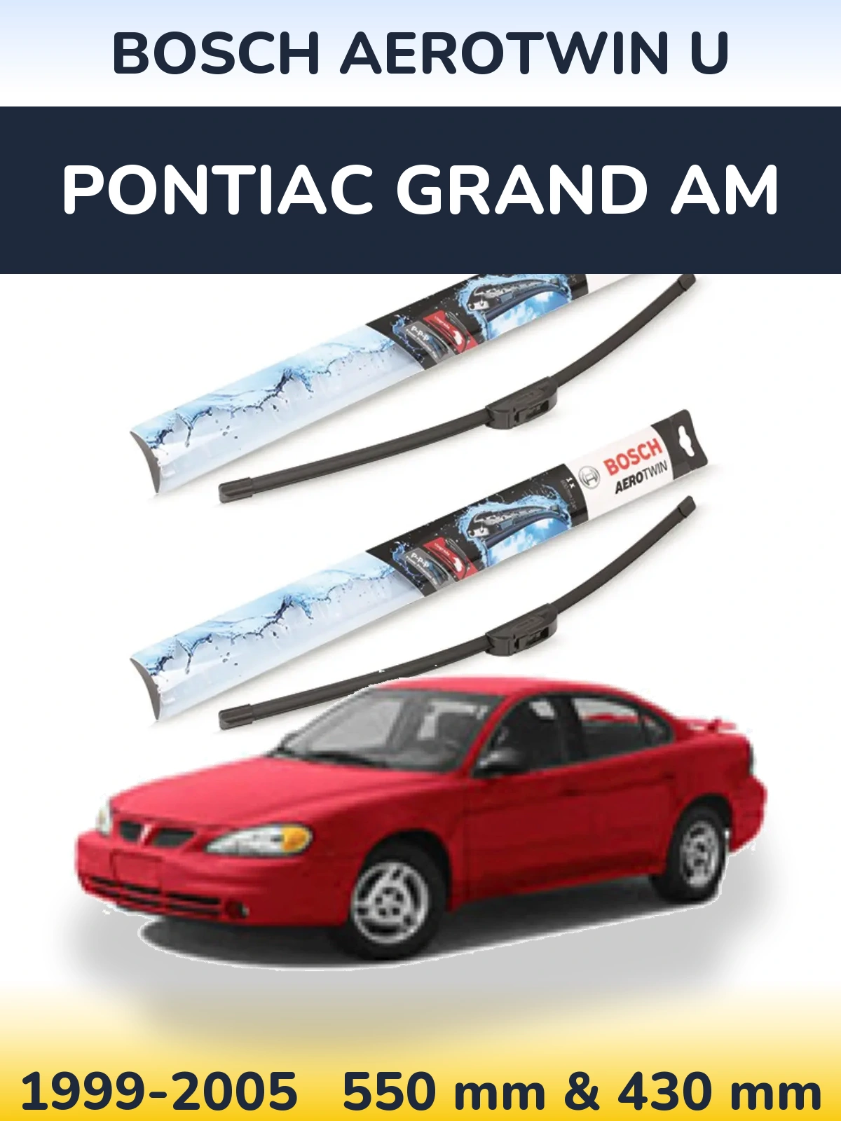 Комплект передніх щіток BOSCH AeroTwin U 550 & 430 мм для Pontiac Grand AM 1999-2005