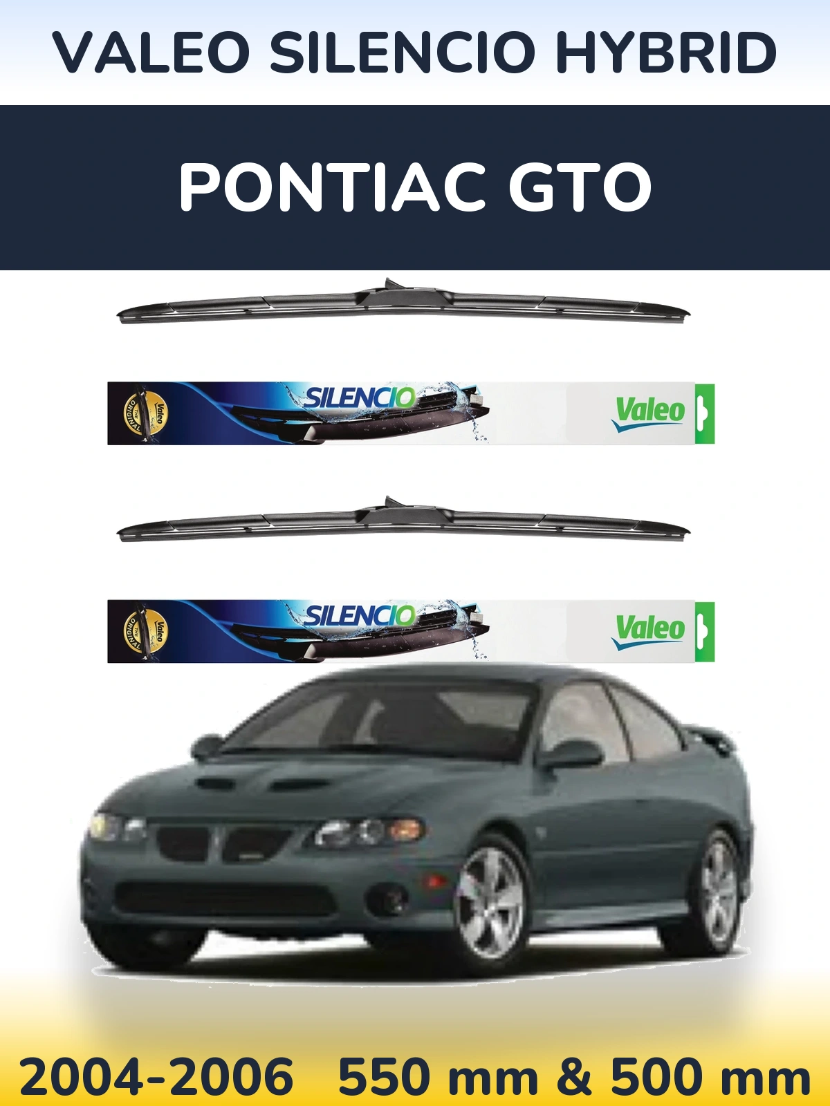 Комплект передних дворников Valeo Silencio Hybrid 550 & 500 мм для Pontiac GTO 2004-2006