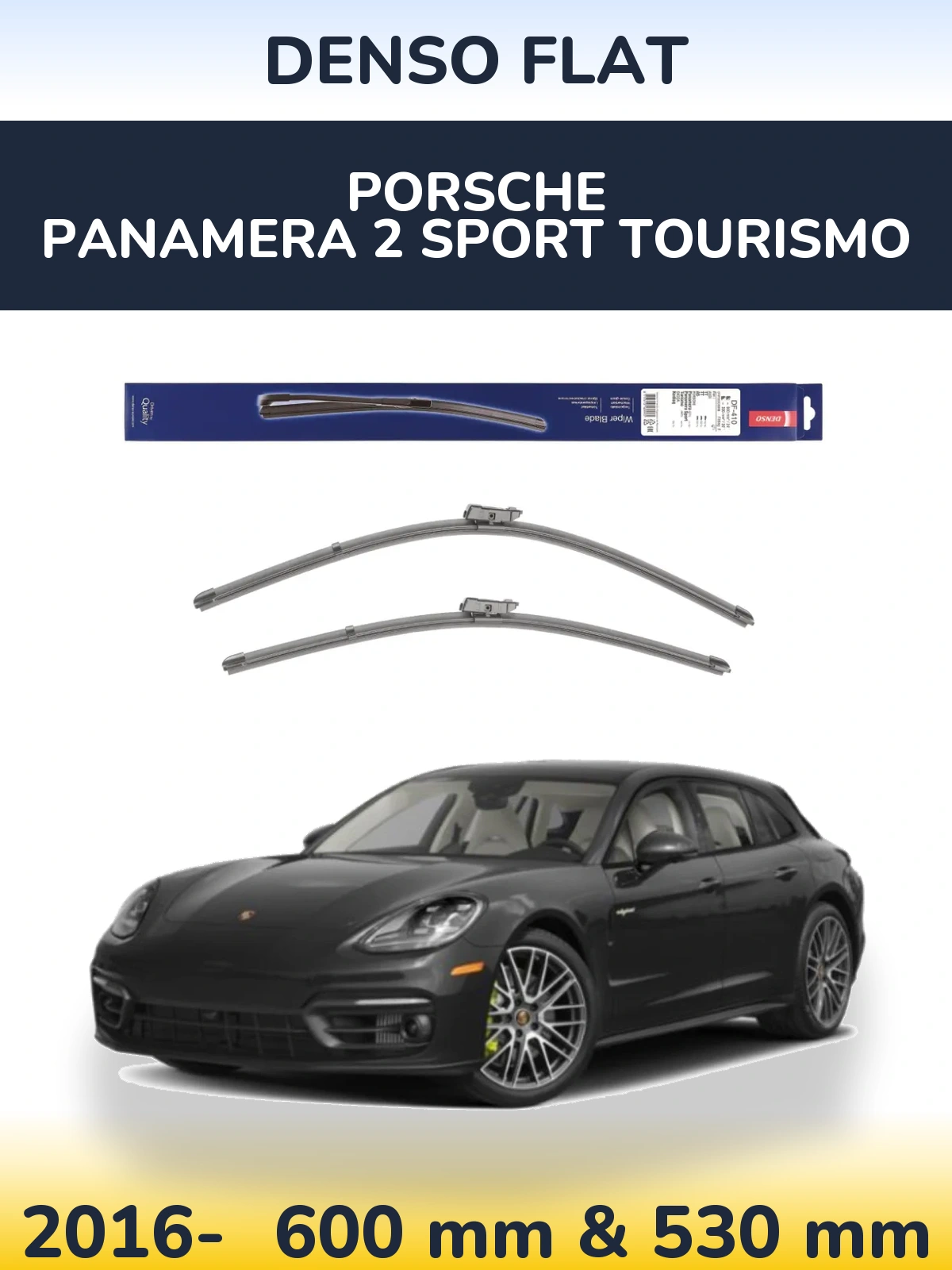 Front wiper blade set Denso Flat 600 & 520 mm for Porsche Panamera 2 Sport Tourismo 2016-2026