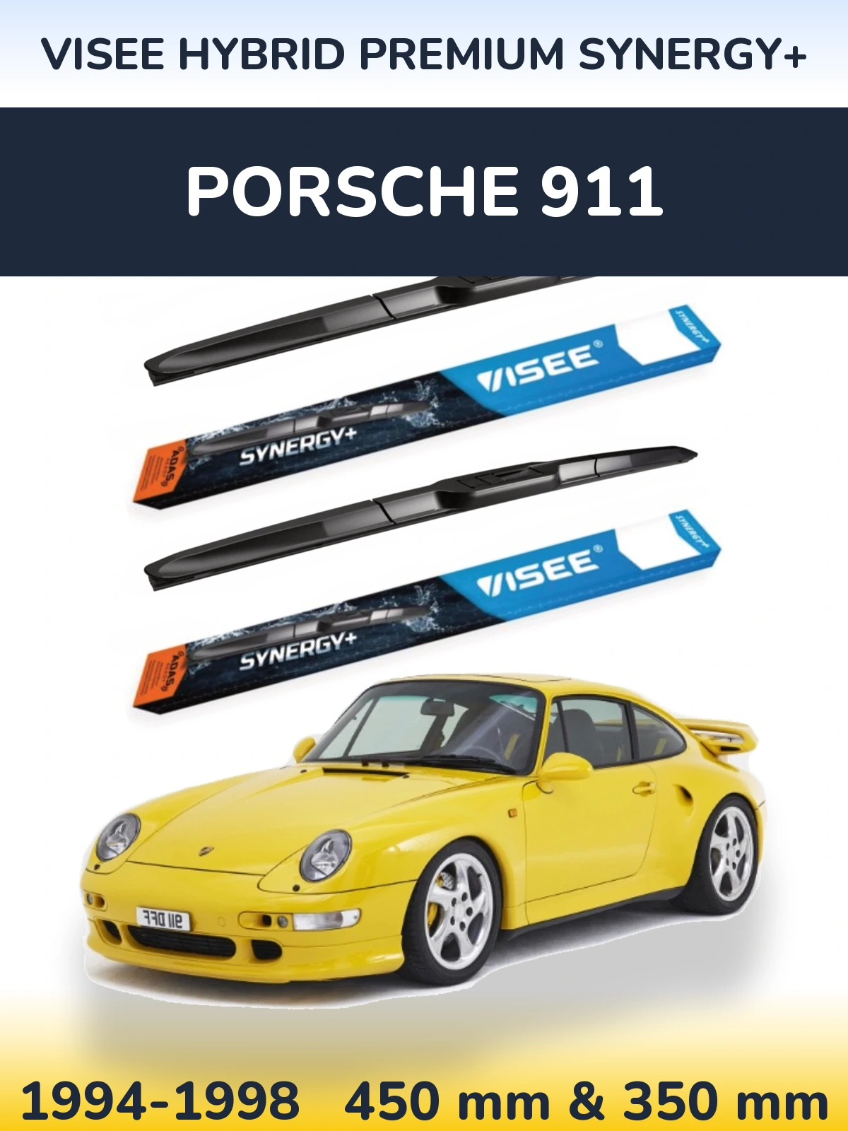 Комплект передних дворников VISEE HYBRID PREMIUM SYNERGY+ 450 & 350 мм для Porsche 911 1994-1998
