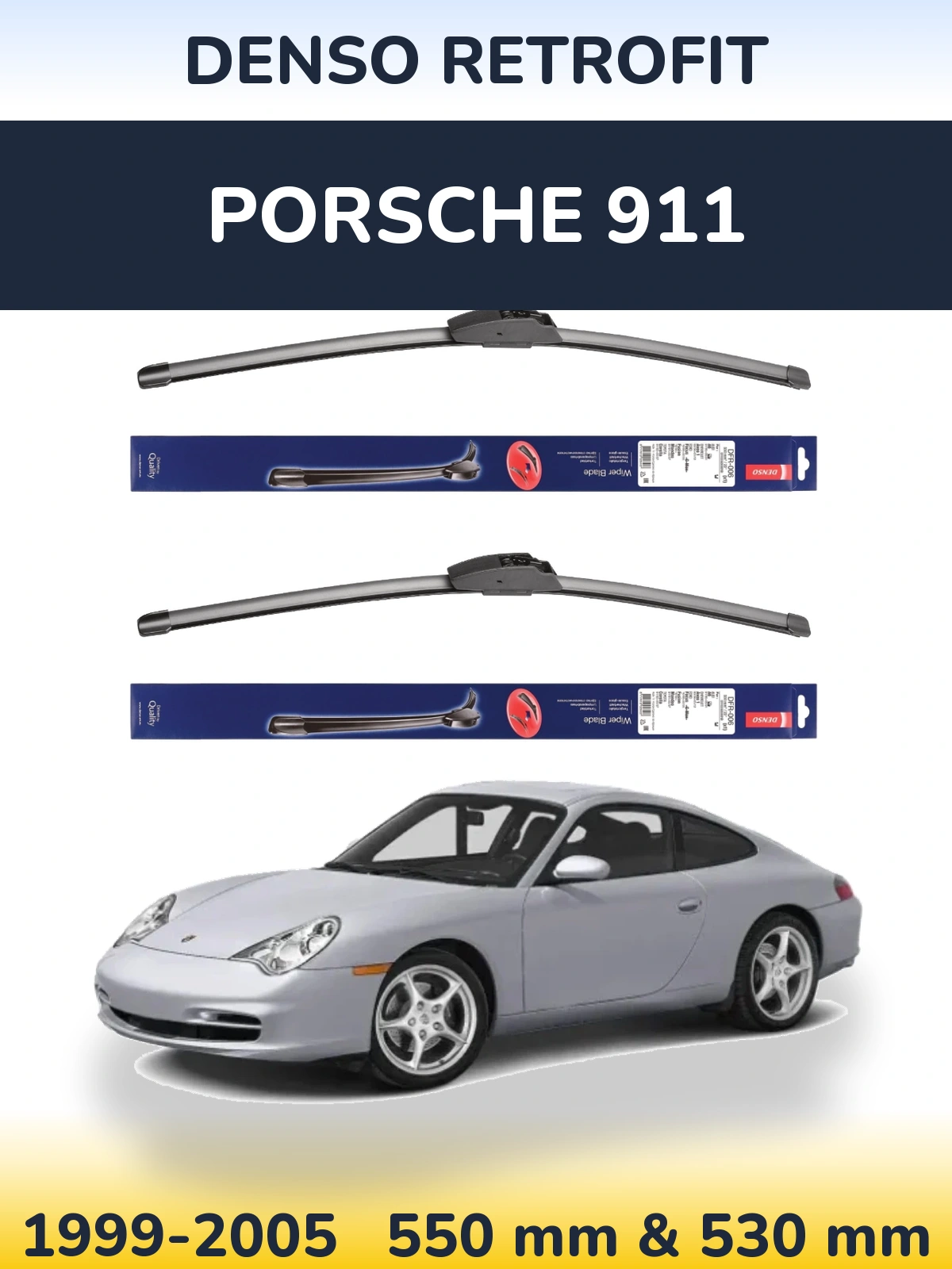 Комплект передних дворников Denso Retrofit 550 & 530 мм для Porsche 911 1999-2005