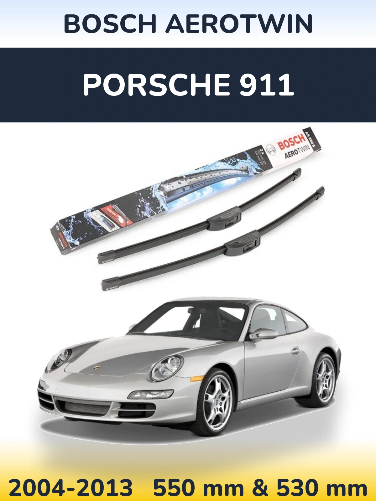 Комплект передних дворников BOSCH AeroTwin 550 & 530 мм для Porsche 911 2004-2013