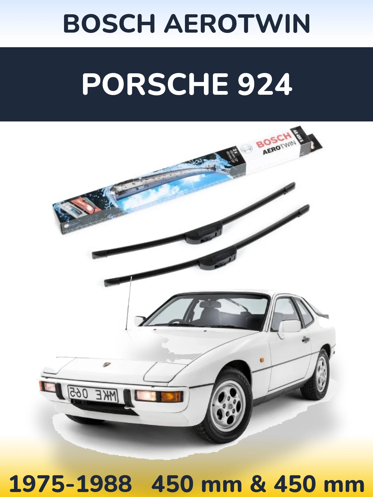 Комплект передніх щіток BOSCH AeroTwin 450 & 450 мм для Porsche 924 1975-1988