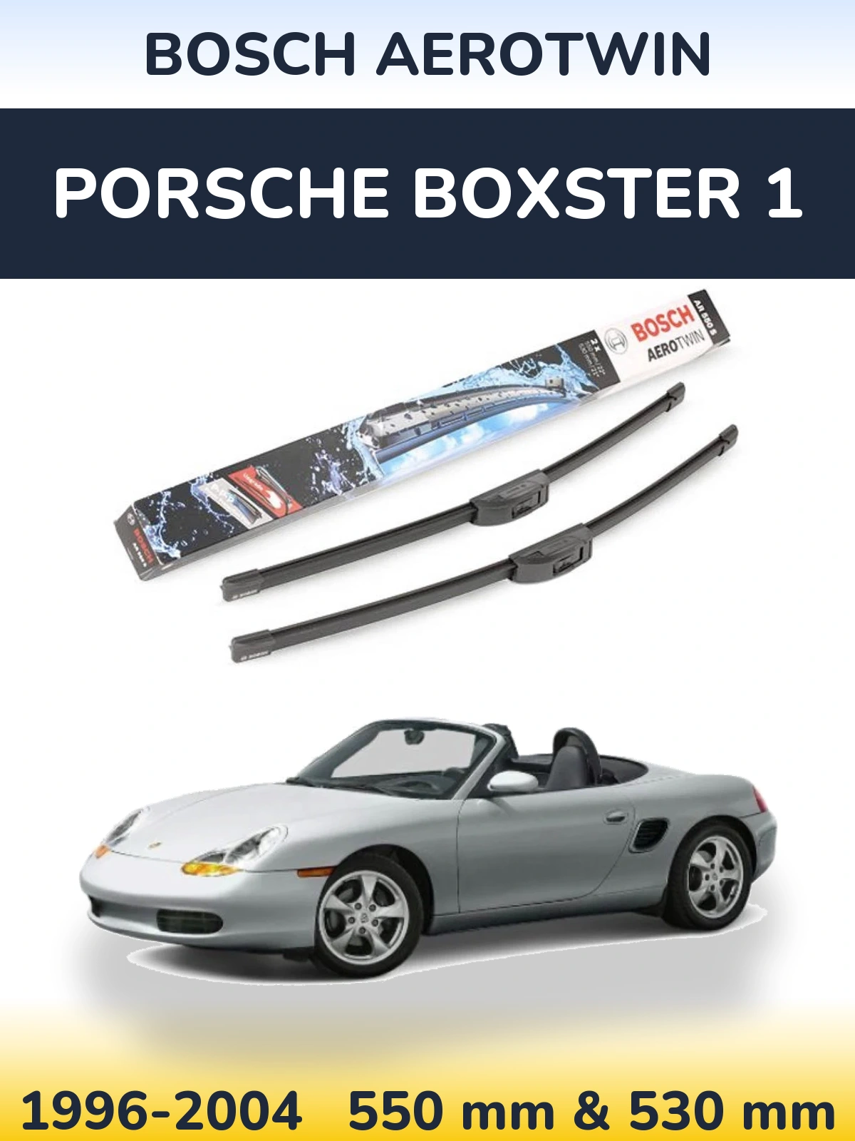 Комплект передних дворников BOSCH AeroTwin 550 & 530 мм для Porsche Boxster 1 1996-2004