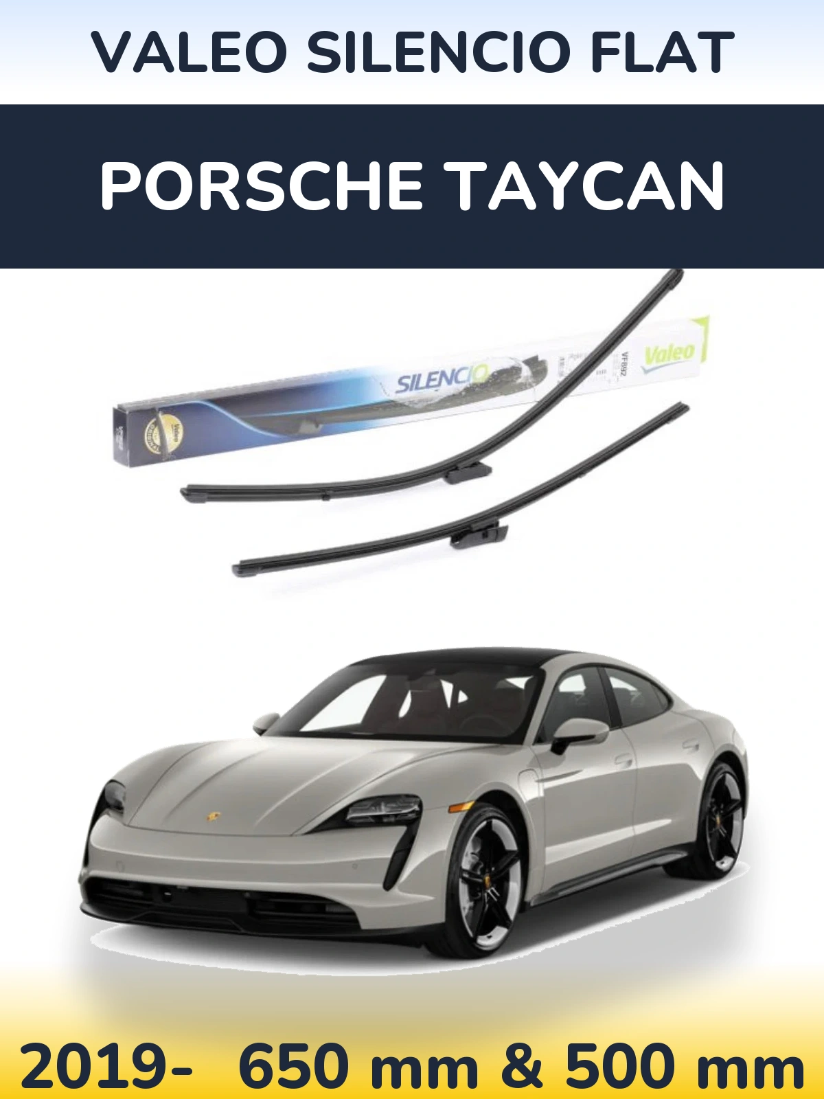 Front wiper blade set Valeo Silencio Flat 630 & 500 mm for Porsche Taycan 2019-2026