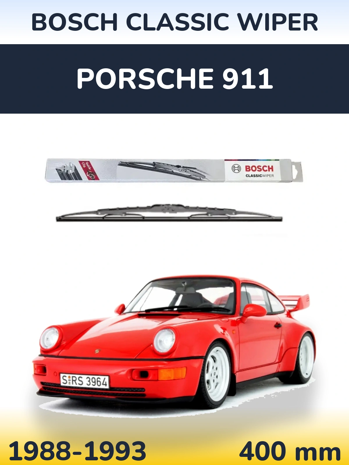 Rear wiper blade BOSCH Classic Wiper 400 mm for Porsche 911 1988-1993