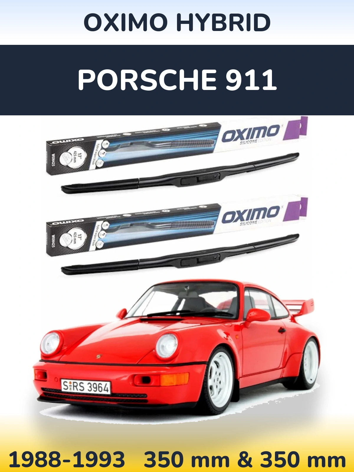 Front wiper blade set Oximo Hybrid 350 & 350 mm for Porsche 911 1988-1993