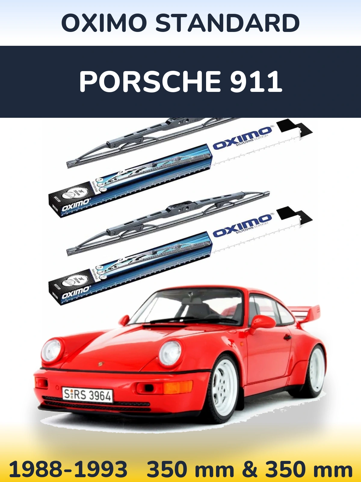 Front wiper blade set Oximo Standard 350 & 350 mm for Porsche 911 1988-1993