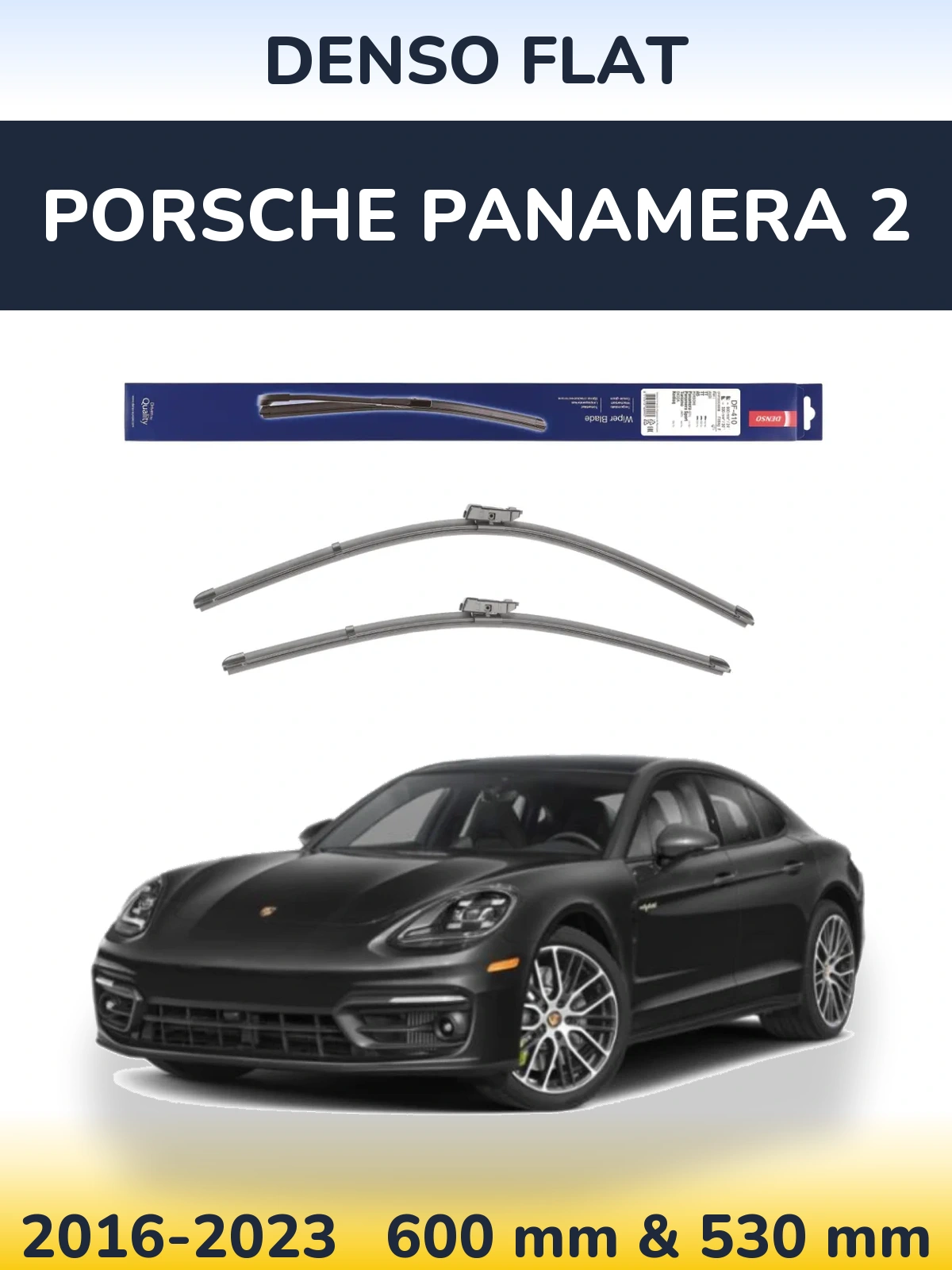 Front wiper blade set Denso Flat 600 & 520 mm for Porsche Panamera 2 2016-2023