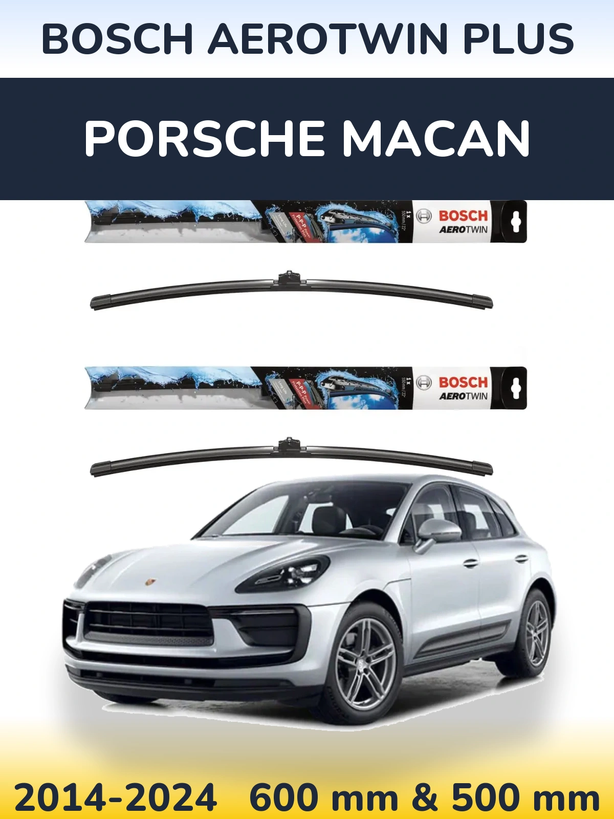 Комплект передних дворников BOSCH AeroTwin Plus 600 & 500 мм для Porsche Macan 2014-2024