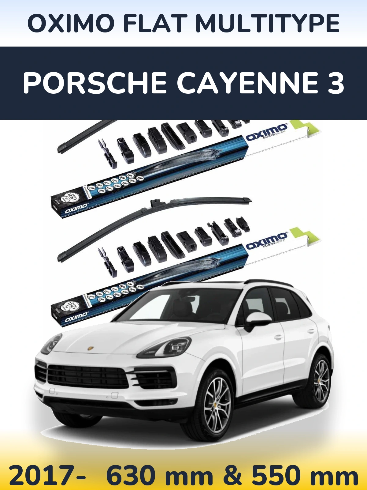 Front wiper blade set Oximo Flat MultiTypee 600 & 550 mm for Porsche Cayenne 3 2017-2026