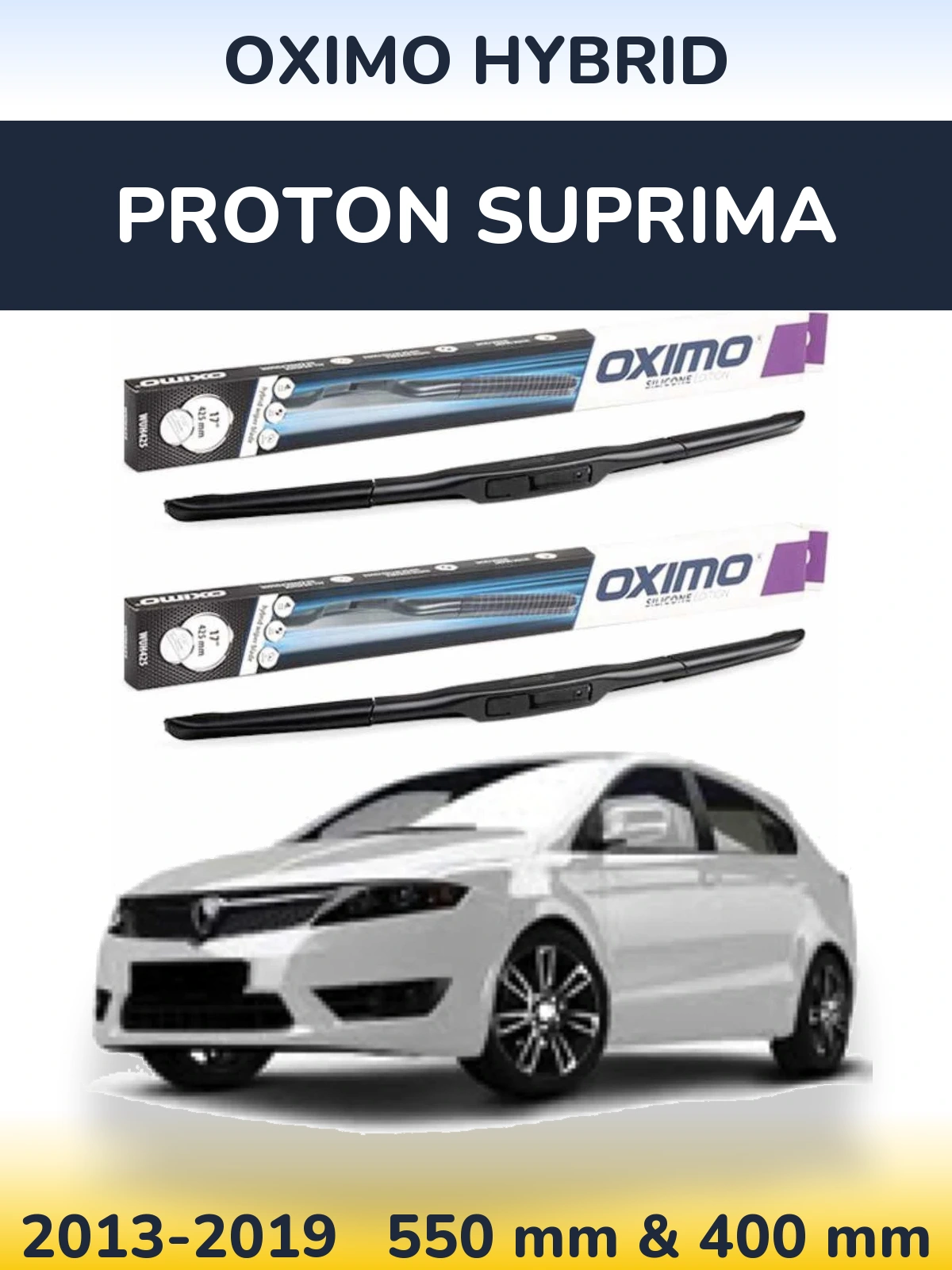 Комплект передних дворников Oximo Hybrid 550 & 400 мм для Proton Suprima 2013-2019
