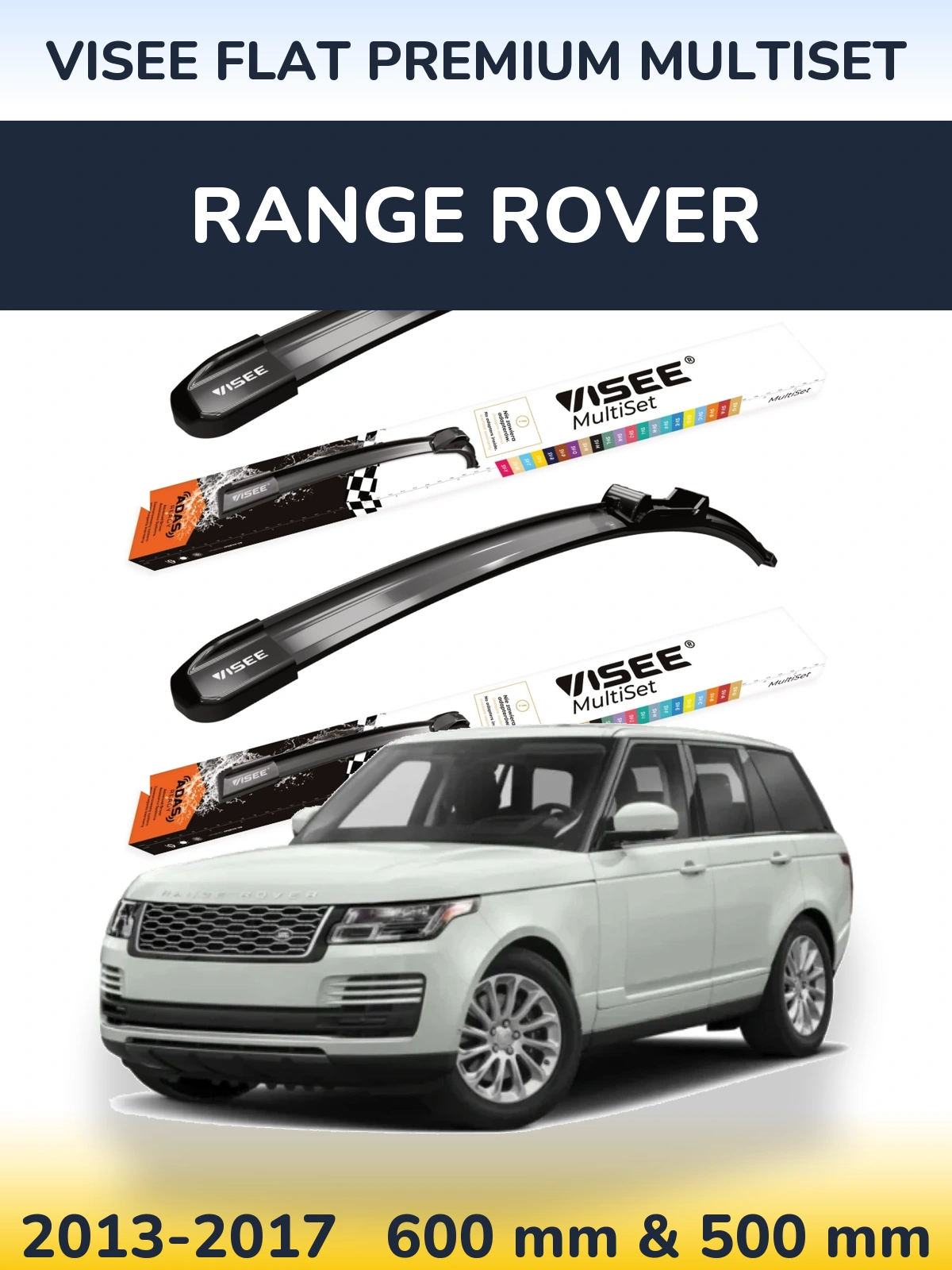 Комплект передних дворников VISEE FLAT PREMIUM MultiSet 600 & 500 мм для Range Rover  2013-2017