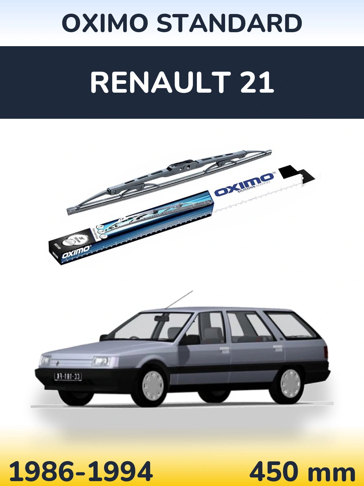 Rear wiper blade Oximo Standard 450 mm for Renault 21 1986-1994
